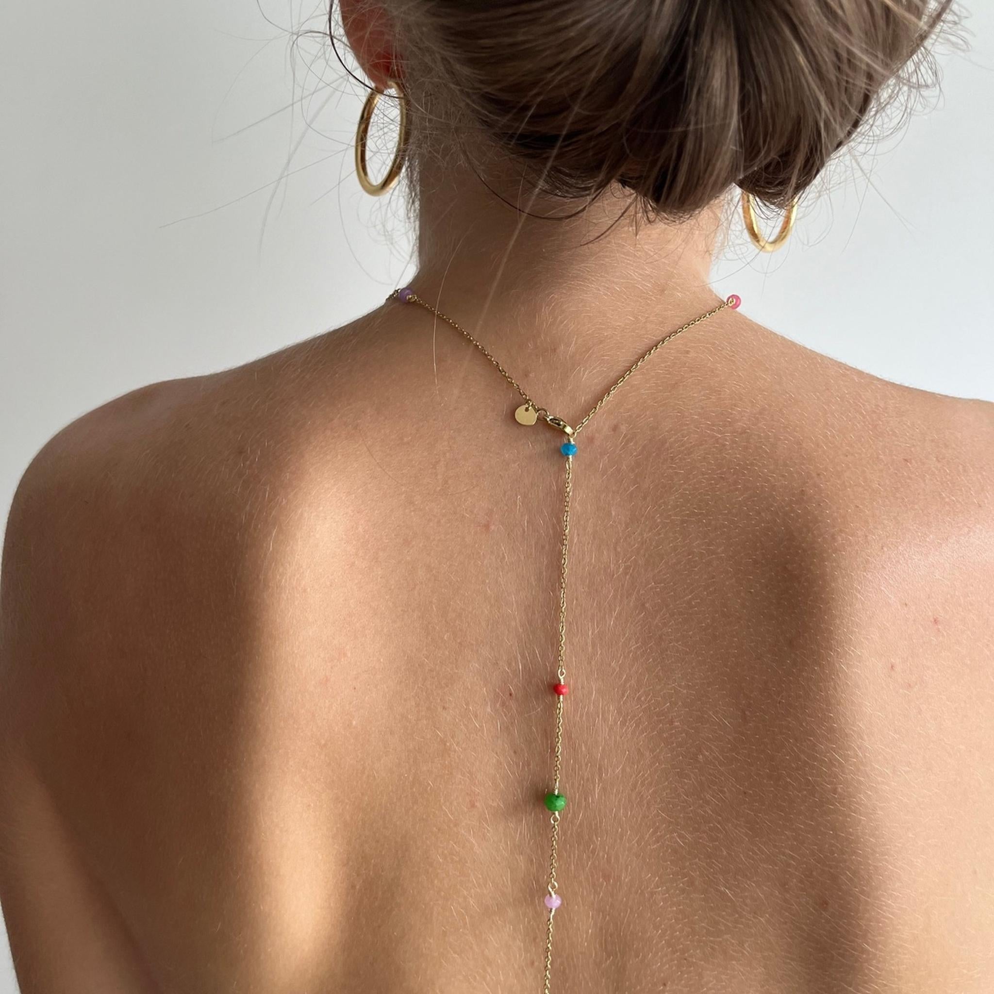 Bijoux de dos Calia doré en acier inoxydable 316L Ordiajade, résistant à l’eau et hypoallergénique
