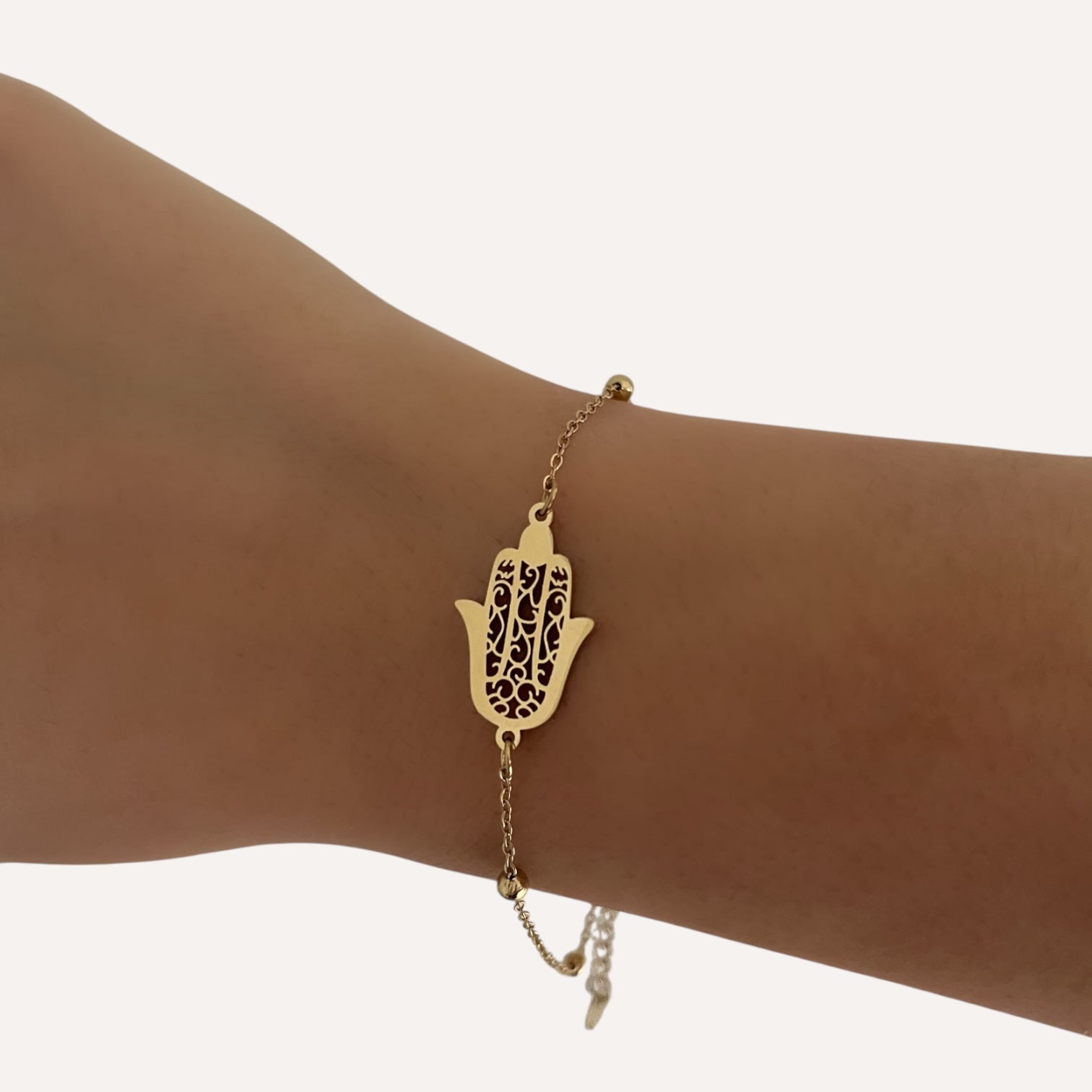 Bracelet main de fatma doré en acier inoxydable 316L Ordiajade, waterproof et hypoallergénique
