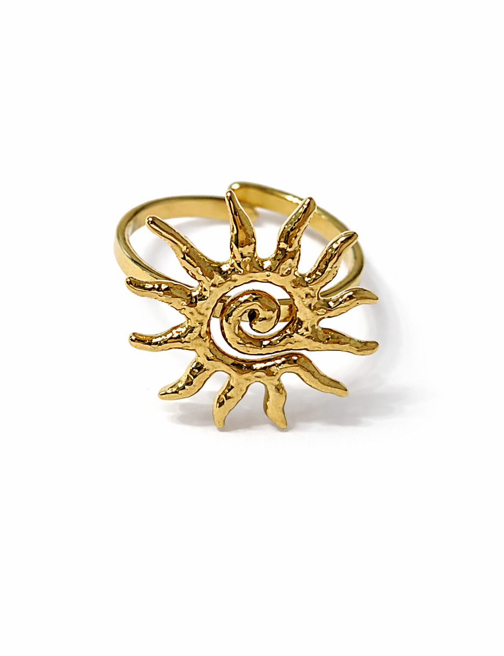 Bague Solaria soleil acier inoxydable femme Ordiajade fond blanc