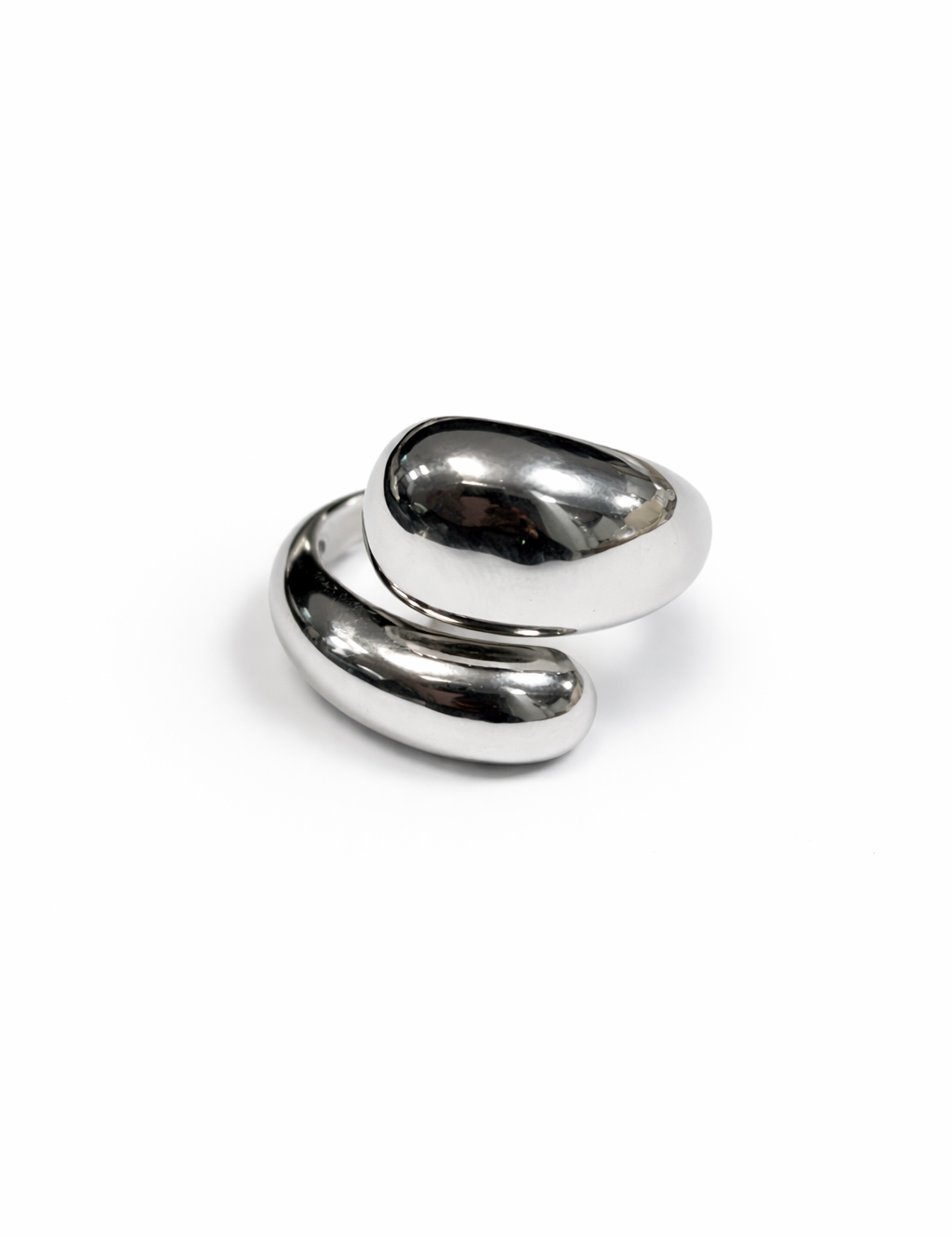 Bague Bérénice argentée réglable en acier inoxydable Ordiajade fond blanc