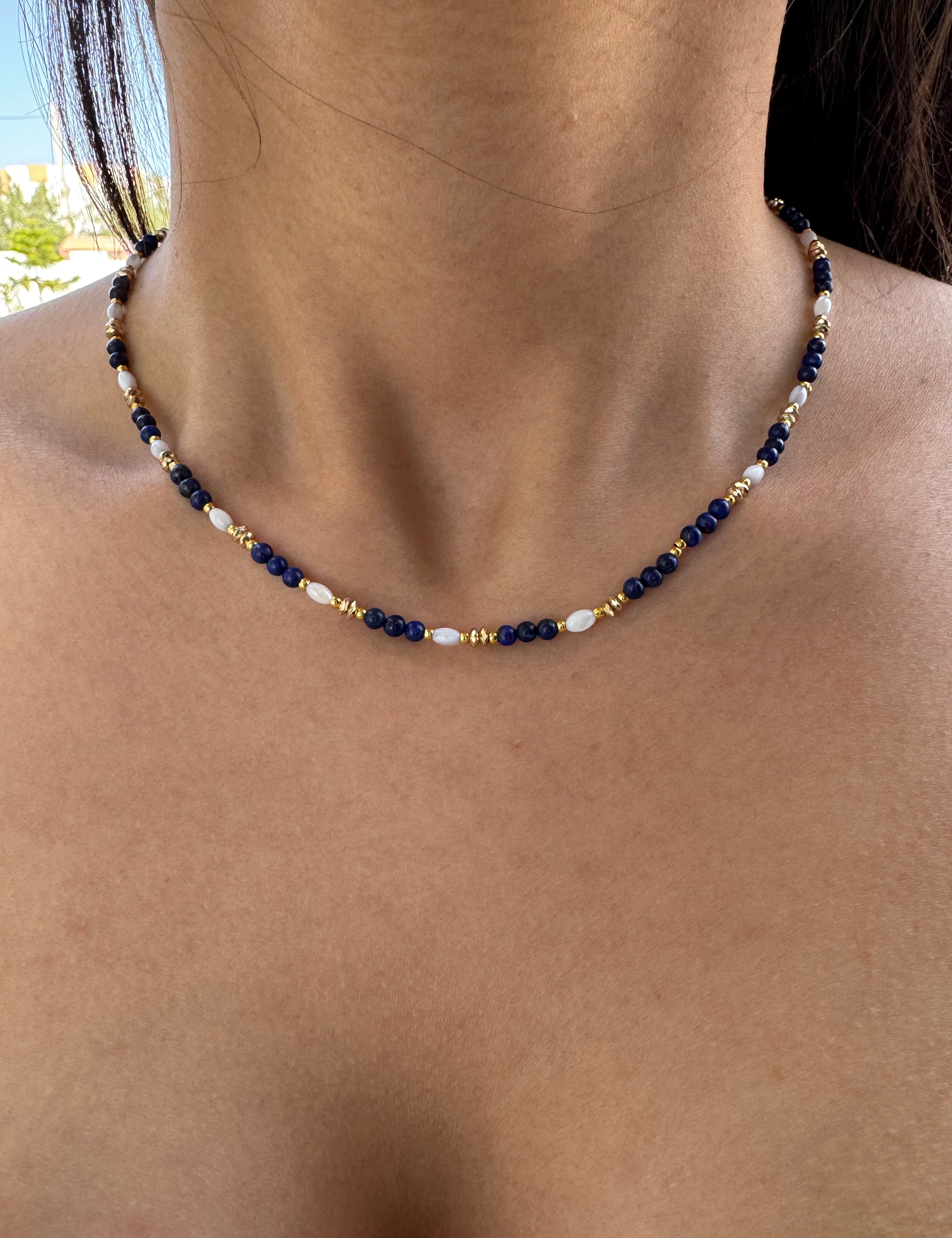  Collier Azura doré en acier inoxydable 316L Ordiajade, résistant à l’eau et hypoallergénique