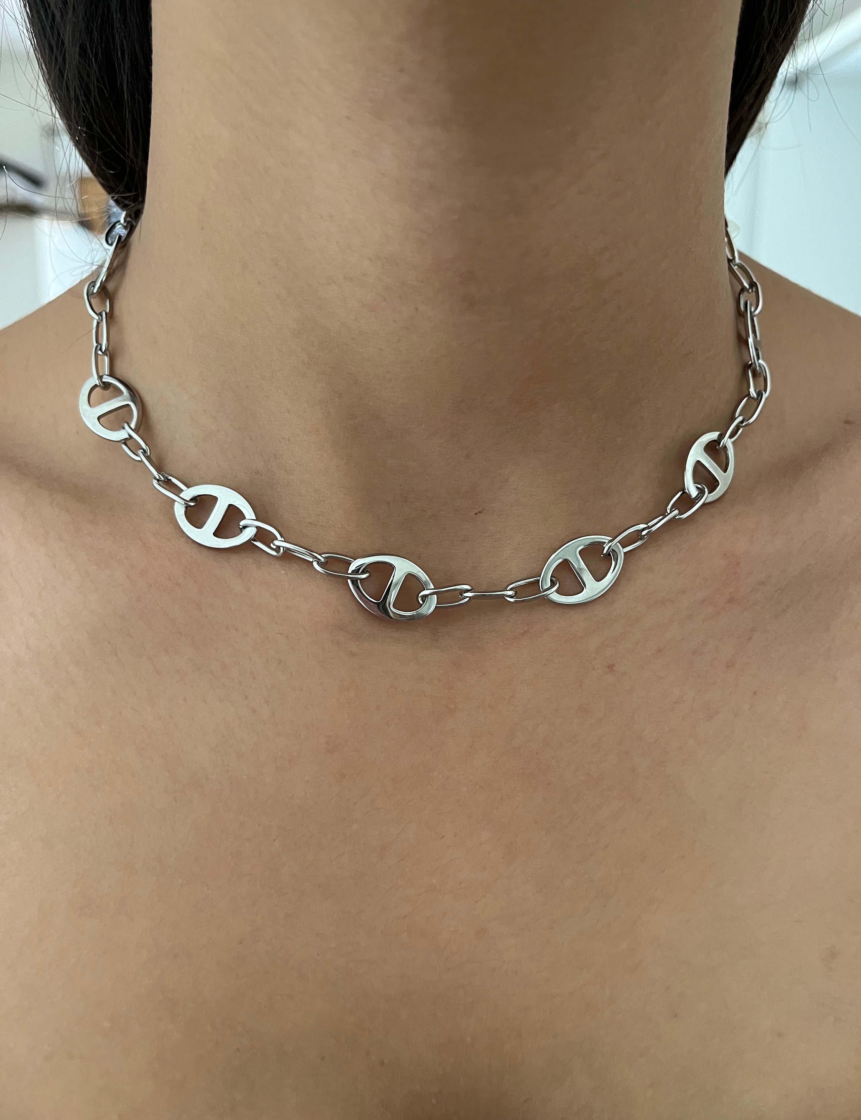 Collier Just  argenté  en acier inoxydable 316L Ordiajade, résistant à l’eau et hypoallergénique