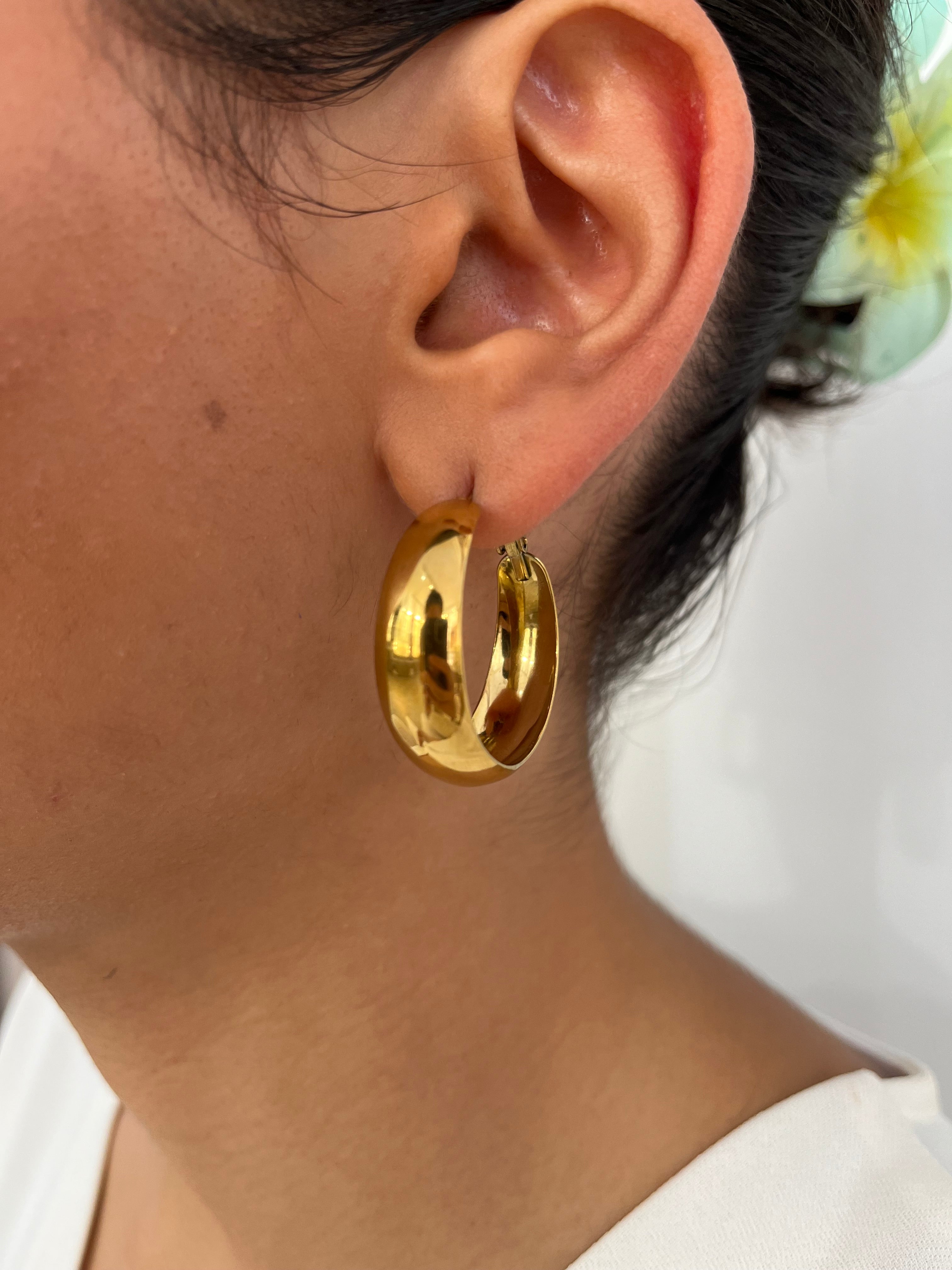 Boucle d’oreille Baby  Edwina doré en acier inoxydable 316L Ordiajade, résistant à l’eau et hypoallergénique