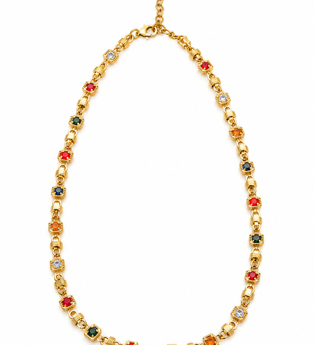 Collier Montmartre doré à pierres multicolores en acier inoxydable - Ordiajade