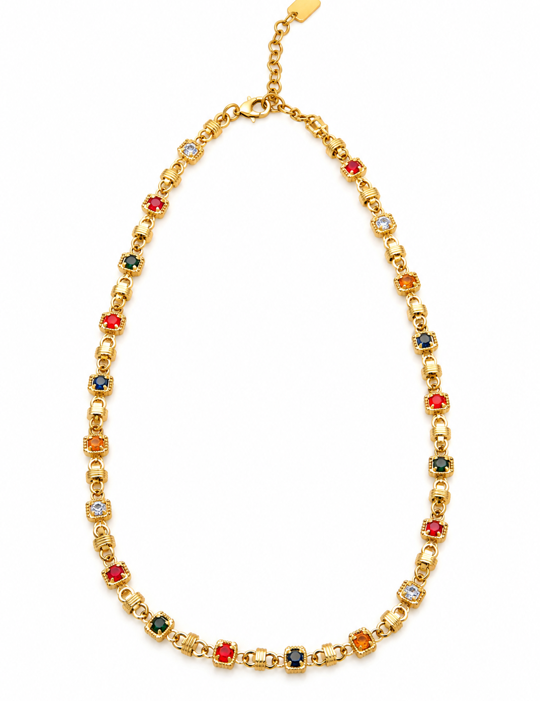 Collier Montmartre doré à pierres multicolores en acier inoxydable - Ordiajade