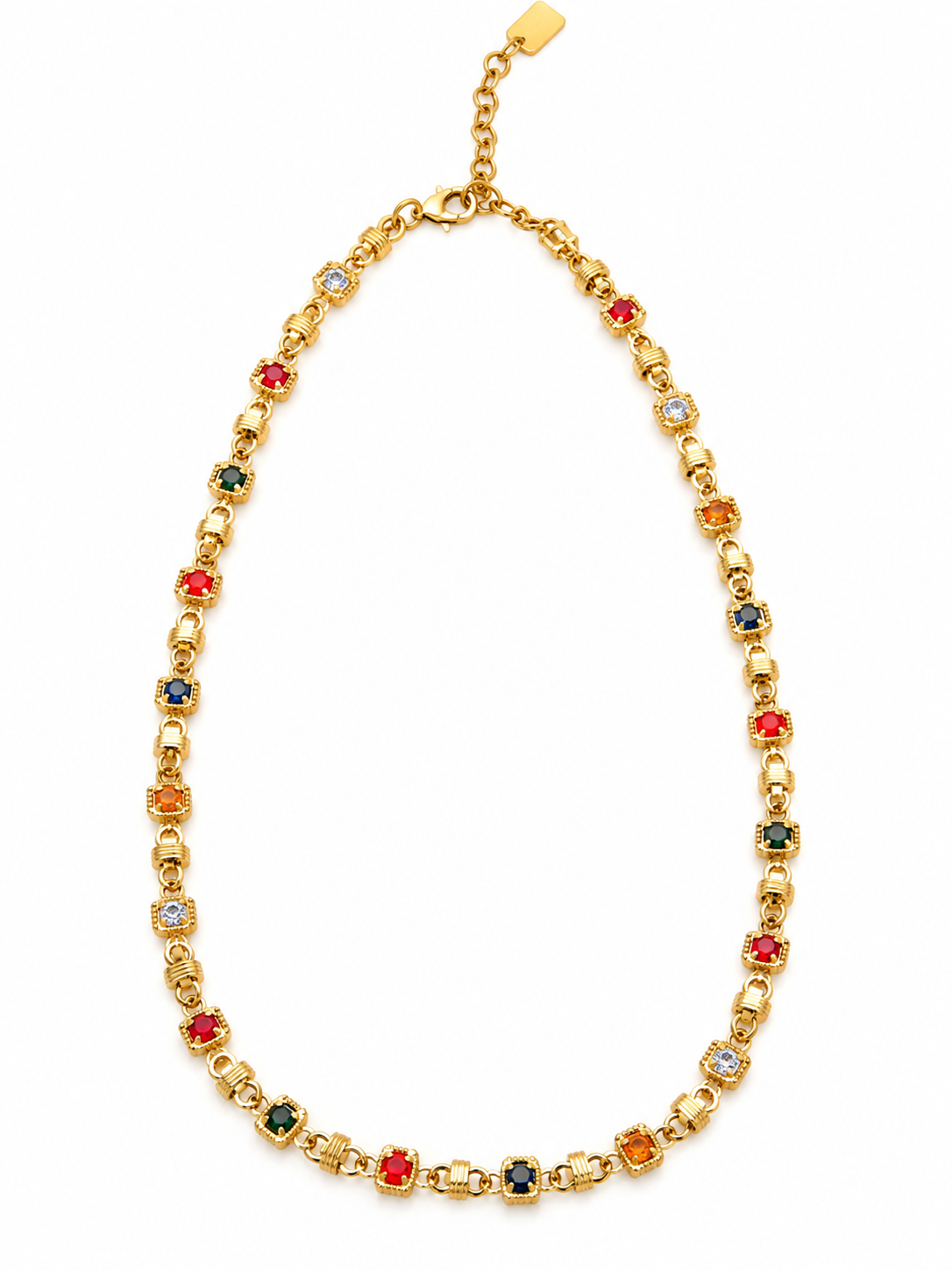 Collier Montmartre doré à pierres multicolores en acier inoxydable - Ordiajade