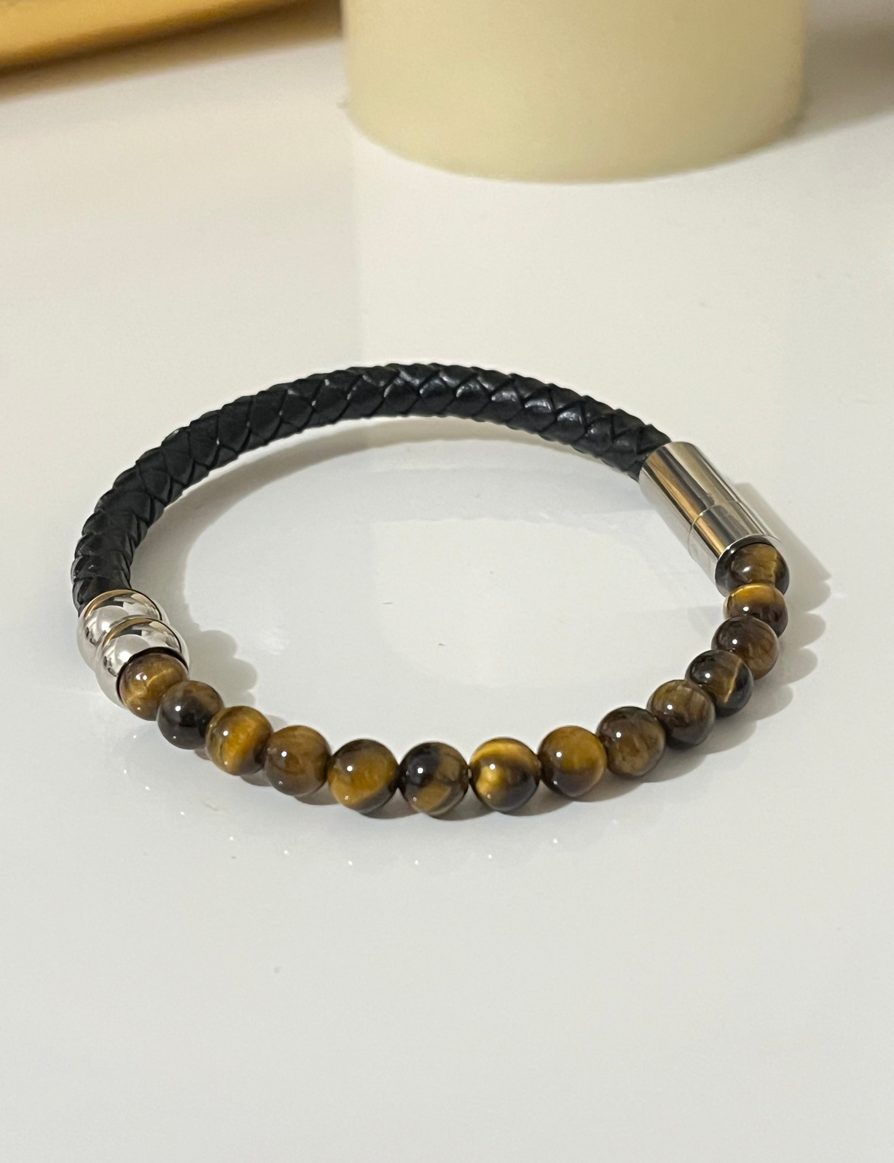 Bracelet Allan  en pierres naturelles et acier inoxydable 316L Ordiajade, waterproof et hypoallergénique
