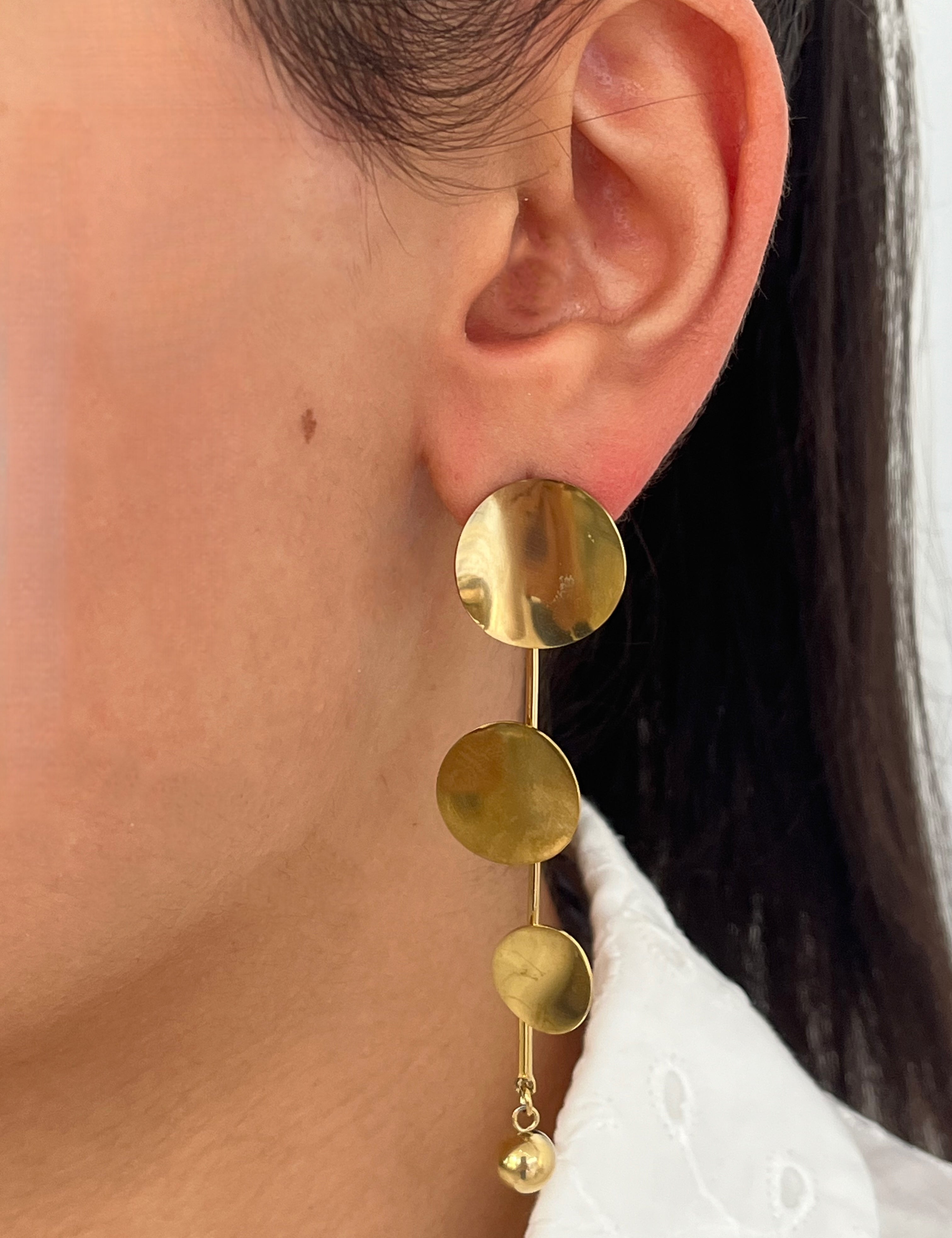 Boucle d’oreille Bali doré en acier inoxydable 316L Ordiajade, résistant à l’eau et hypoallergénique