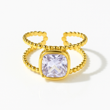 Bague Loane doré en acier inoxydable 316L Ordiajade, résistant à l’eau et hypoallergénique