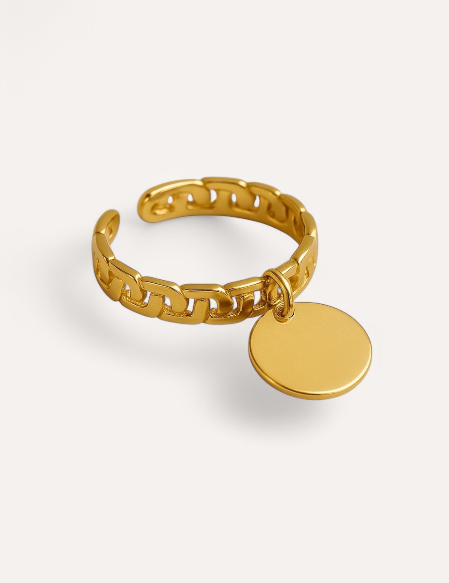 Bague Sablon doré en acier inoxydable 316L résistant à l’eau