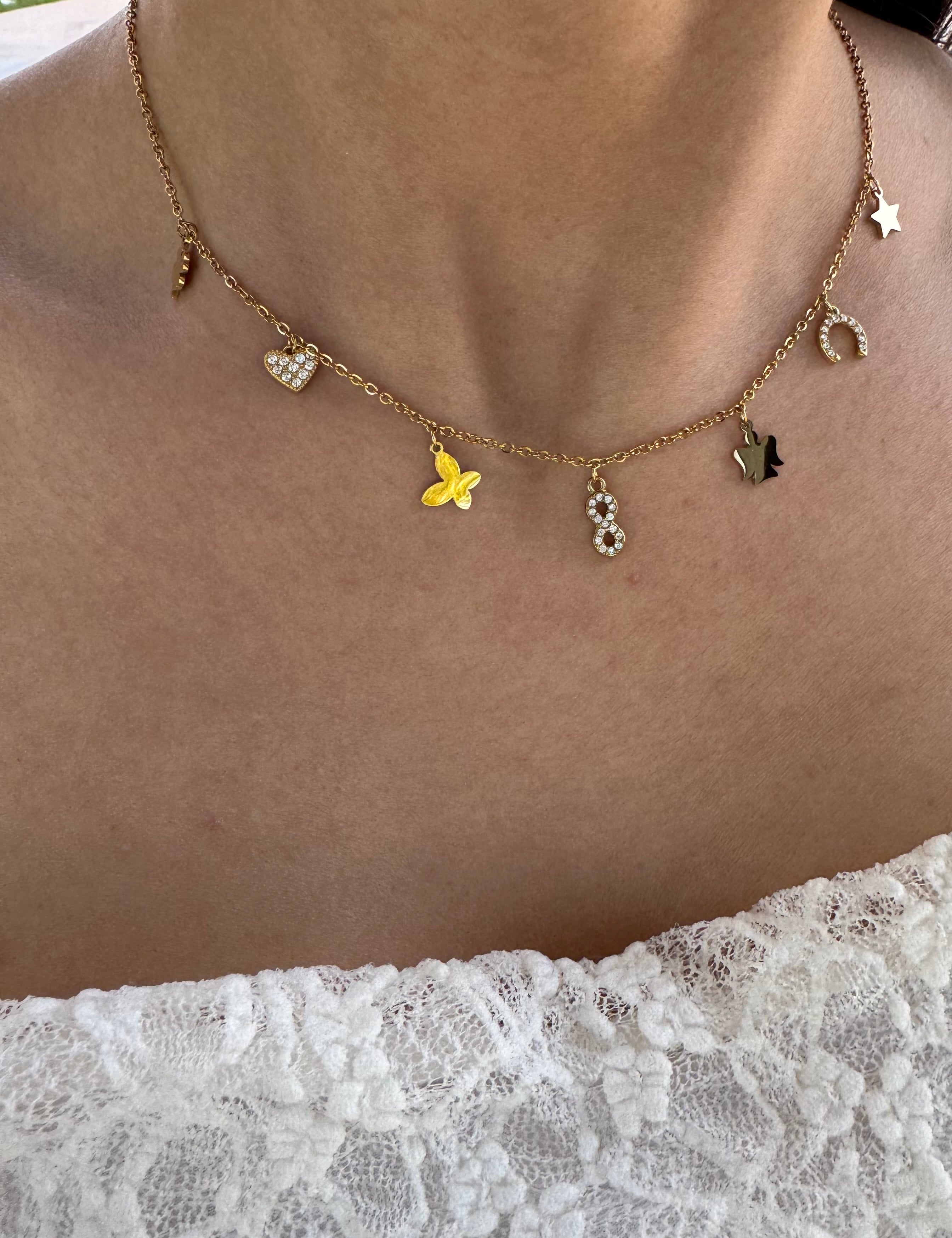 Collier Isara  doré en acier inoxydable 316L Ordiajade, résistant à l’eau et hypoallergénique