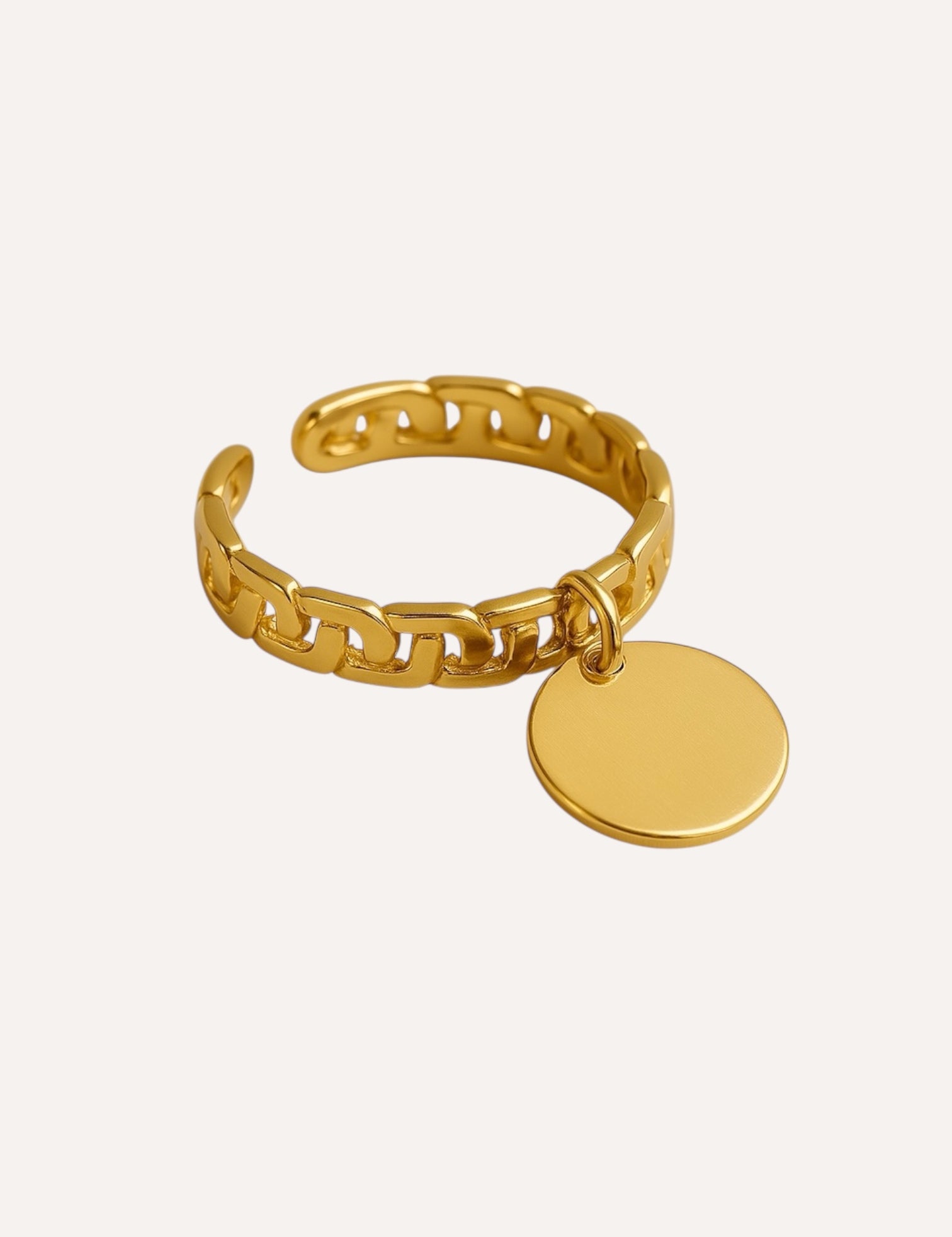 Bague Sablon doré en acier inoxydable 316L résistant à l’eau