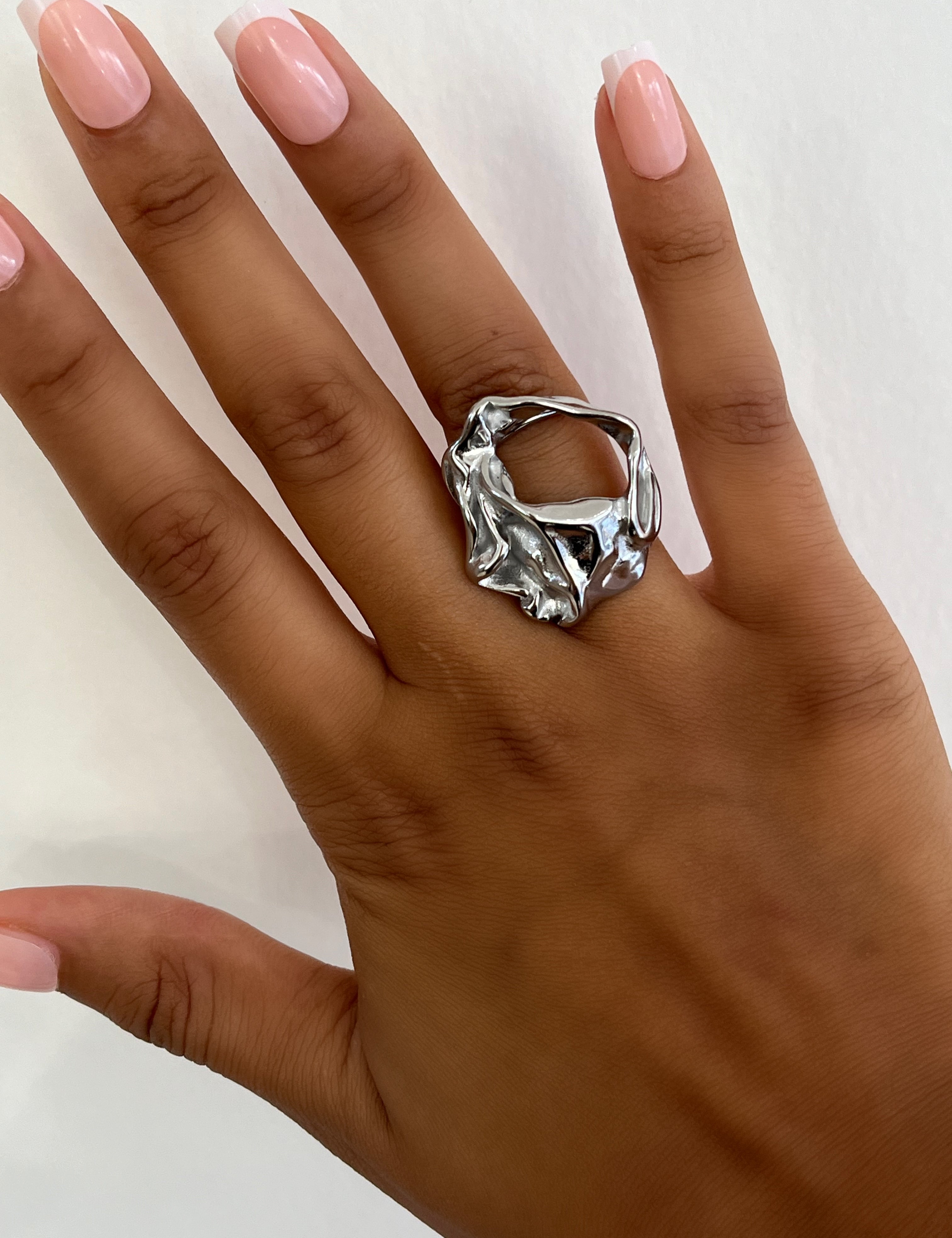 Bague Mystica argenté en acier inoxydable 316L résistant à l’eau