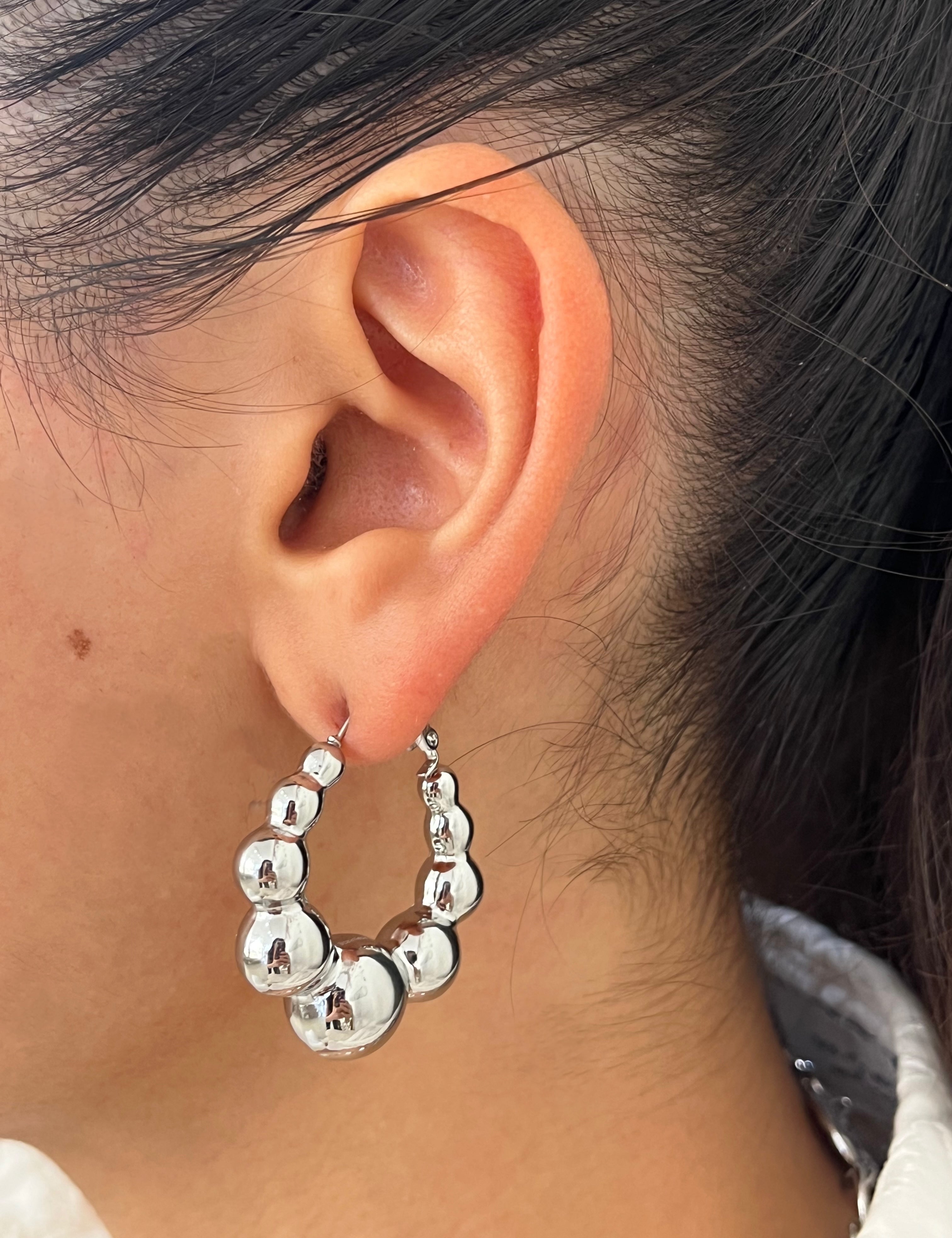 Boucle D’oreille Bella argent en acier inoxydable 316L Ordiajade, résistant à l’eau et hypoallergénique