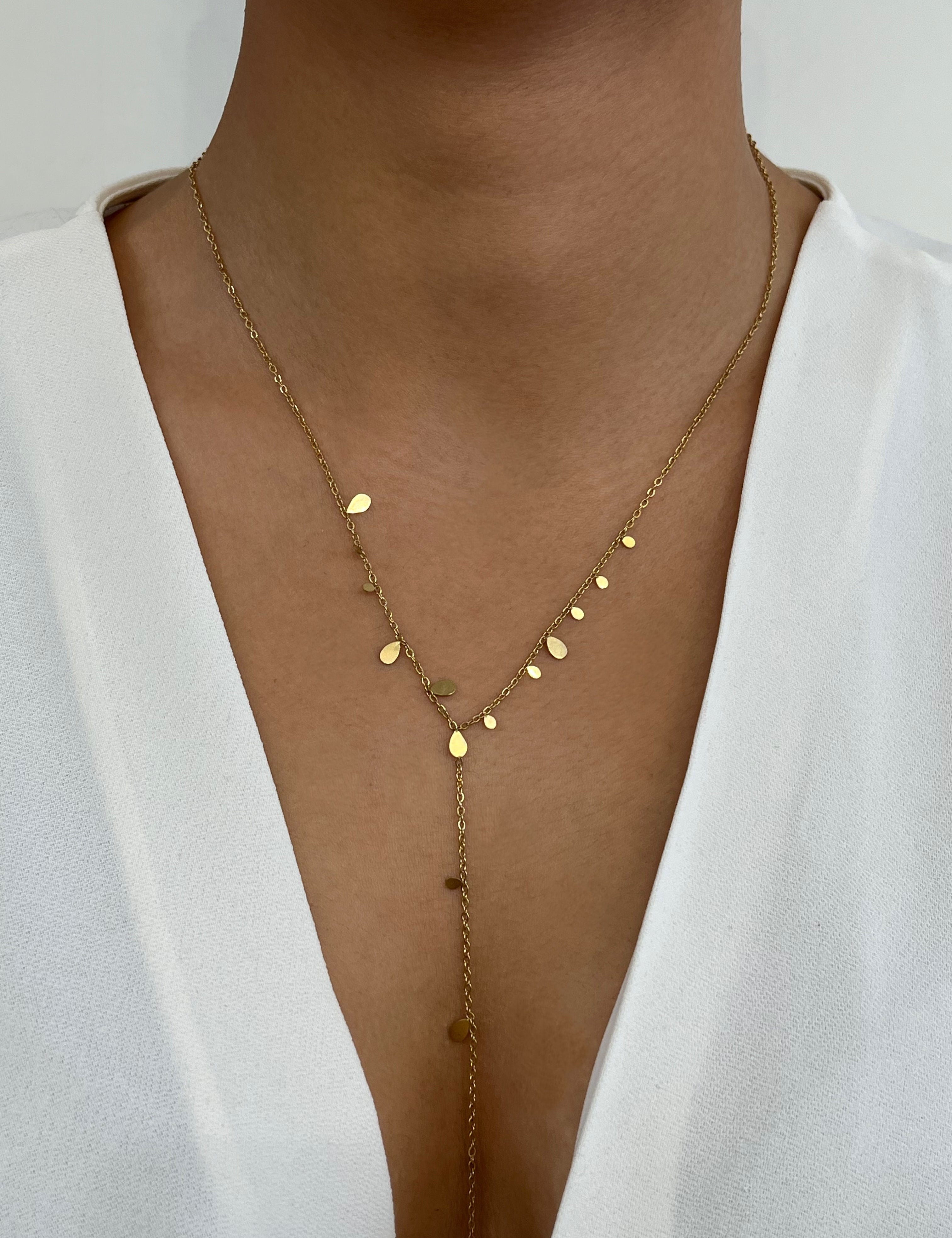 Collier Drop doré en acier inoxydable 316L Ordiajade, résistant à l’eau et hypoallergénique