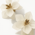 Boucle d’oreille Flowers blanche  doré en acier inoxydable 316L résistant à l’eau