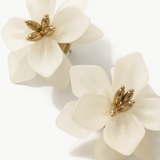 Boucle d’oreille Flowers blanche  doré en acier inoxydable 316L résistant à l’eau