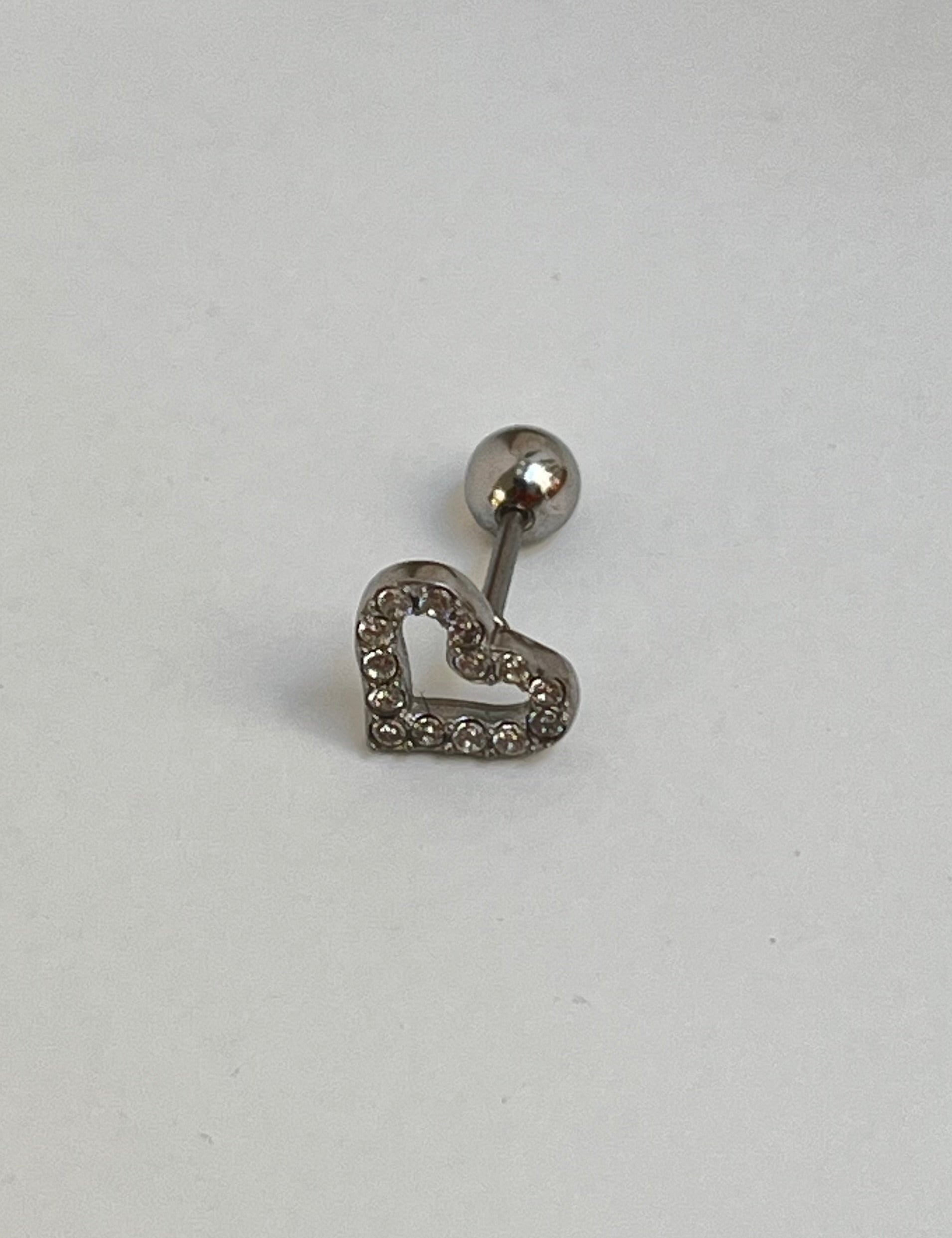 Percing Heart argent en acier inoxydable 316L Ordiajade, résistant à l’eau et hypoallergénique
