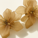 Boucle d’oreille  Flowers  beige  doré en acier inoxydable 316L résistant à l’eau