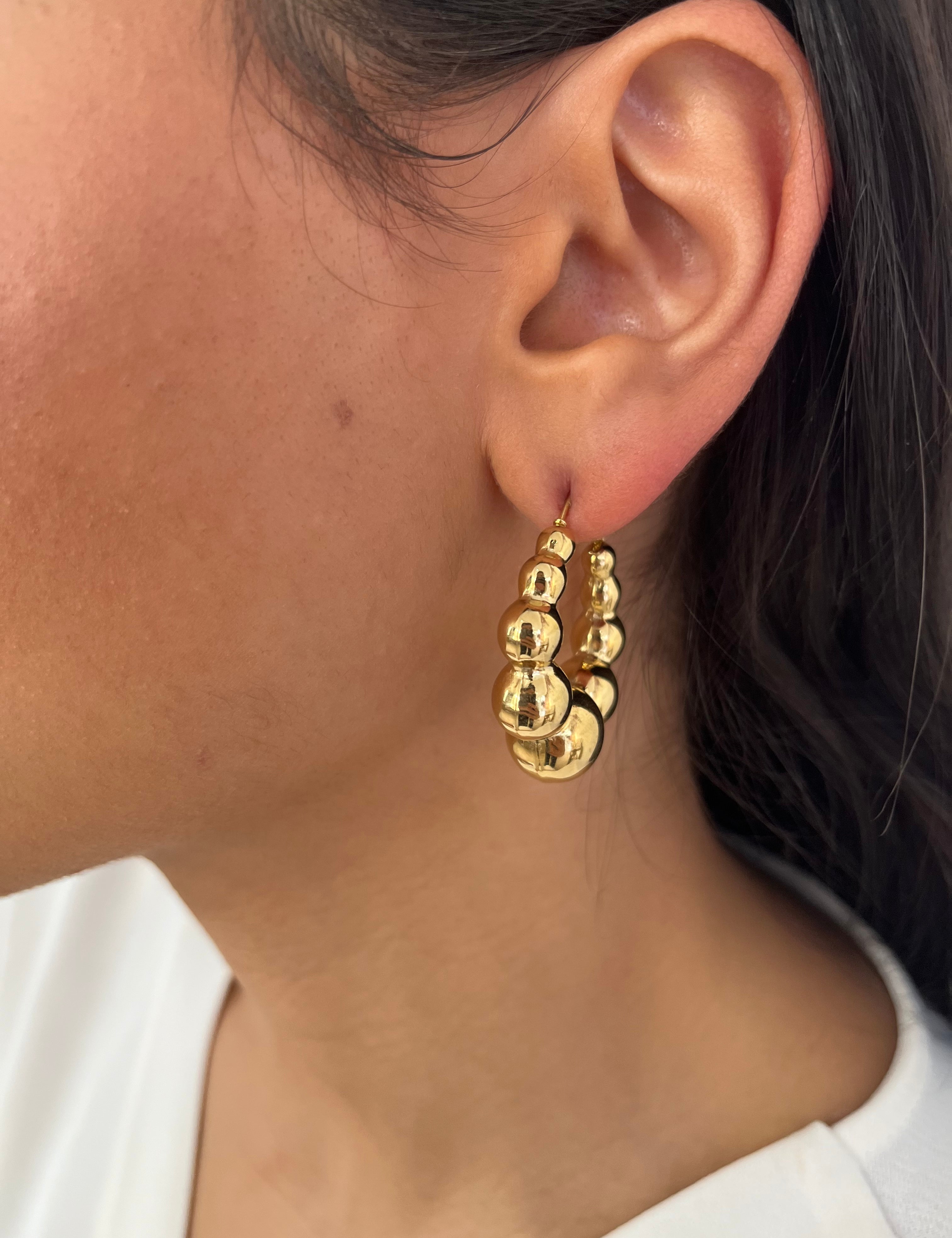 Boucle d’oreille Bella doré en acier inoxydable 316L Ordiajade, résistant à l’eau et hypoallergénique