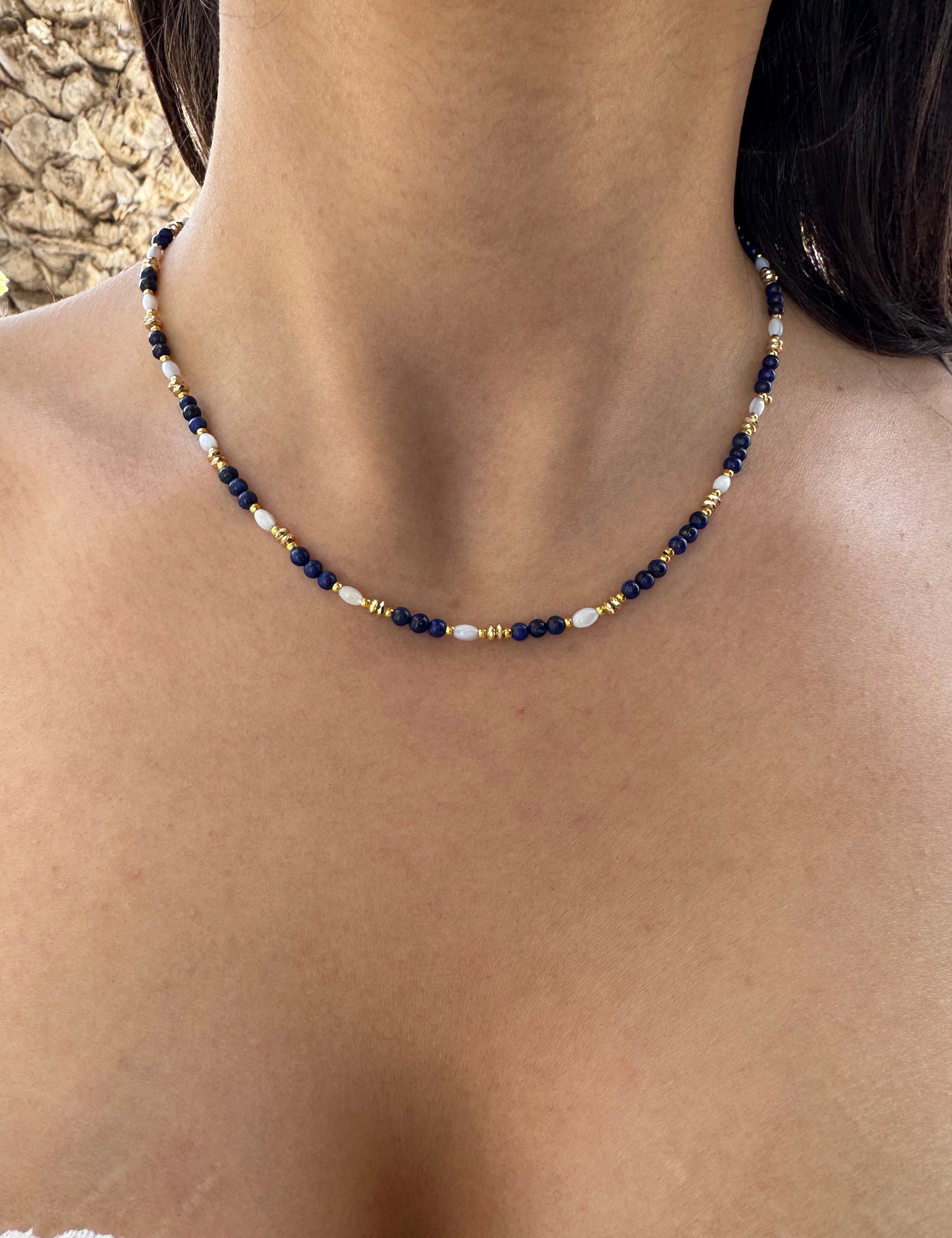  Collier Azura doré en acier inoxydable 316L Ordiajade, résistant à l’eau et hypoallergénique