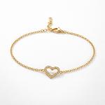 Bracelet cœur doré en acier inoxydable Ordiajade fond blanc