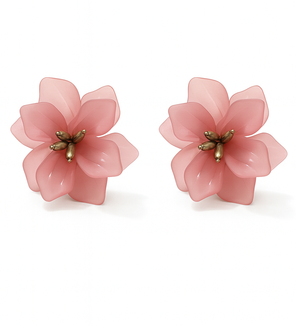 Boucle d’oreille Flowers Rose et doré en acier inoxydable 316L résistant à l’eau