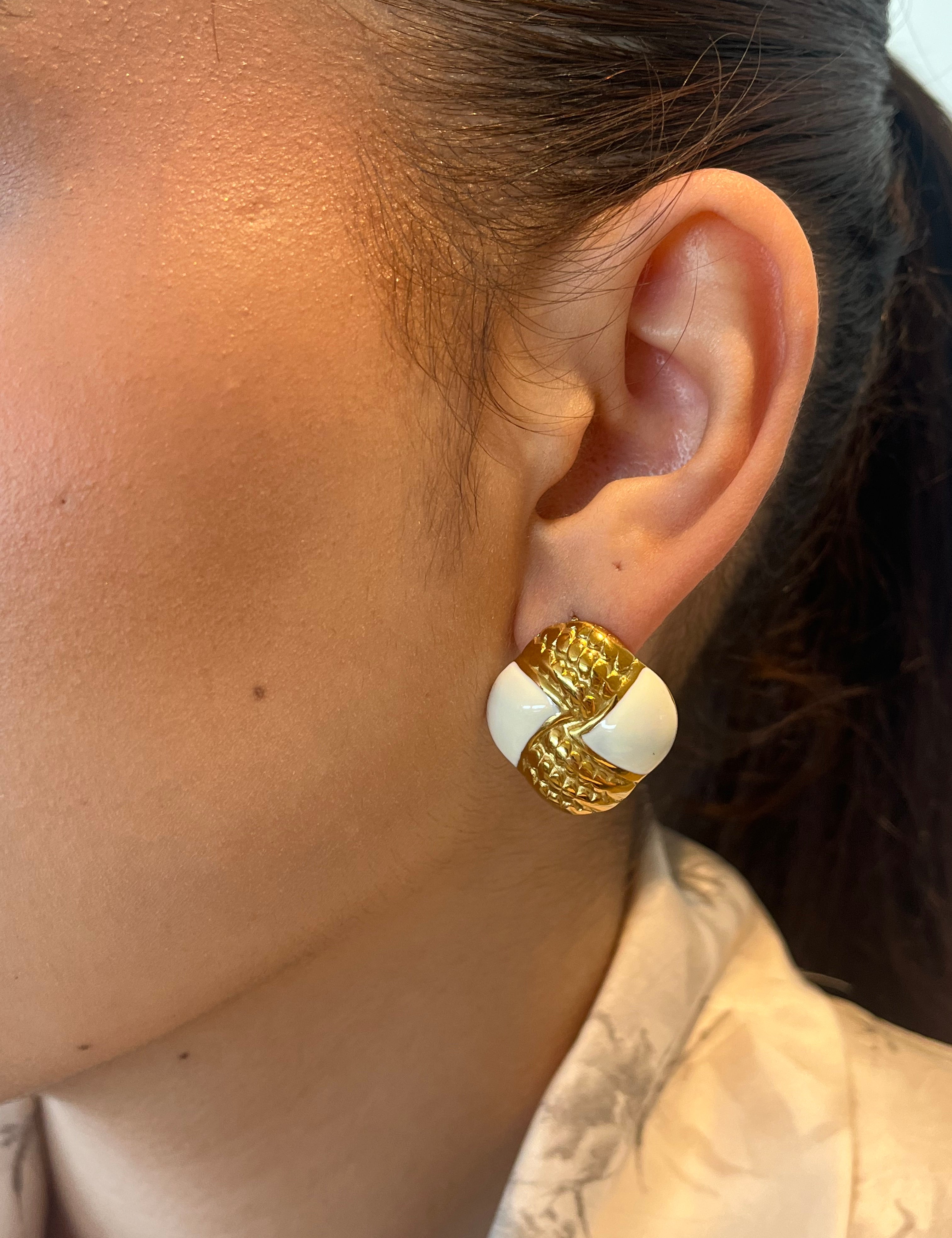 Boucle d’oreille Duo Blanc doré en acier inoxydable 316L Ordiajade, résistant à l’eau et hypoallergénique