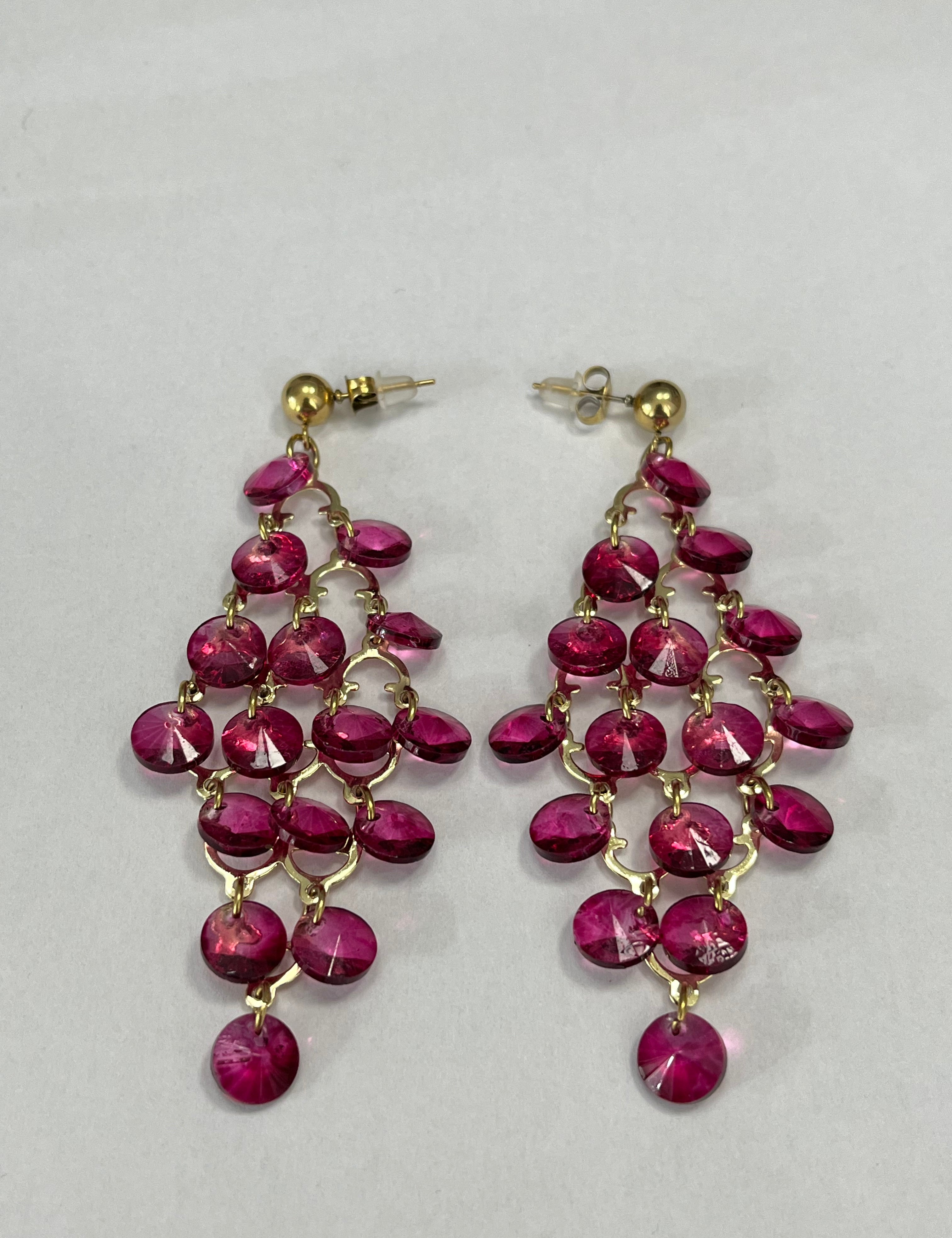 Paire de boucles Candy en perles roses, sur fond gris - Ordiajade