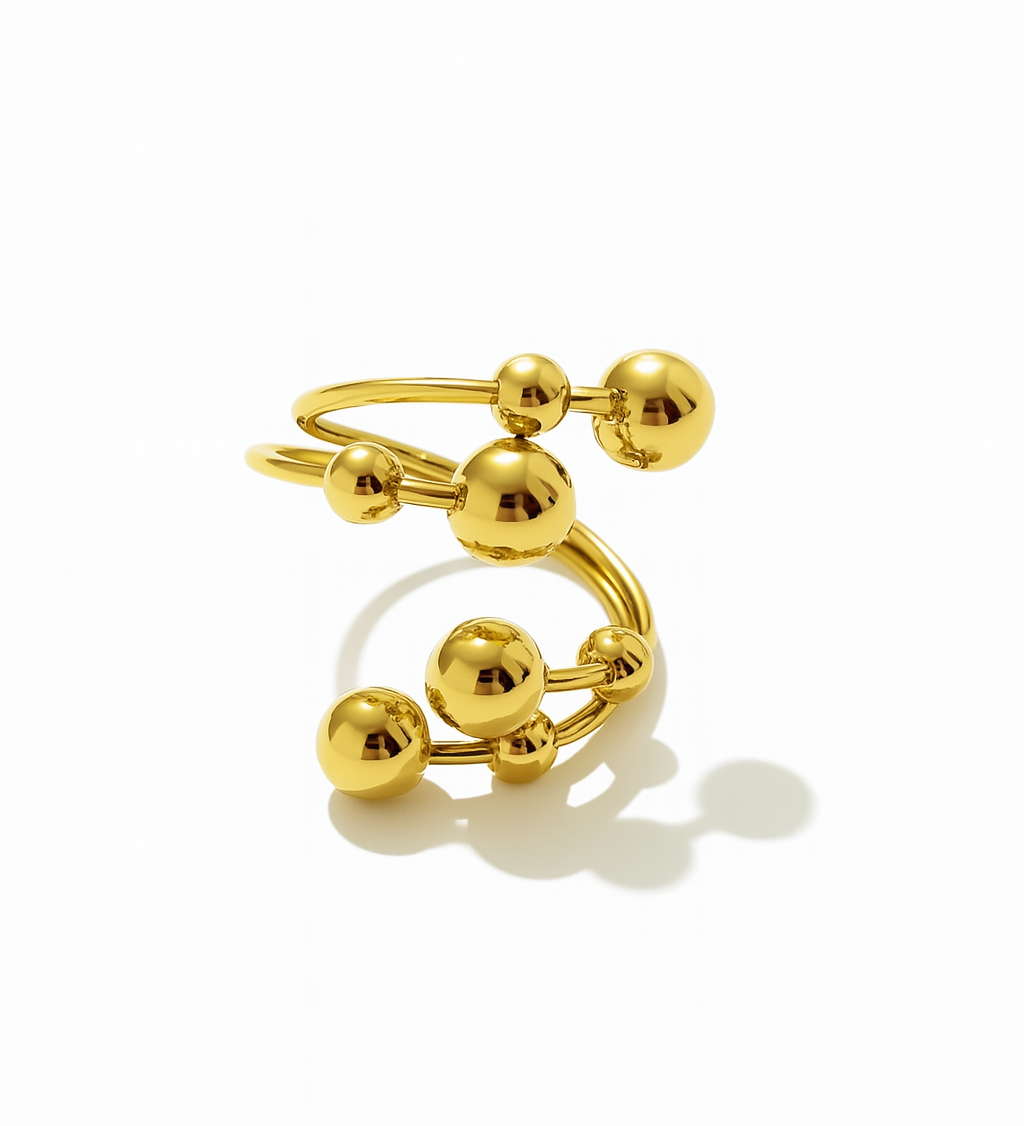 Bague Orage  doré en acier inoxydable 316L Ordiajade, résistant à l’eau et hypoallergénique