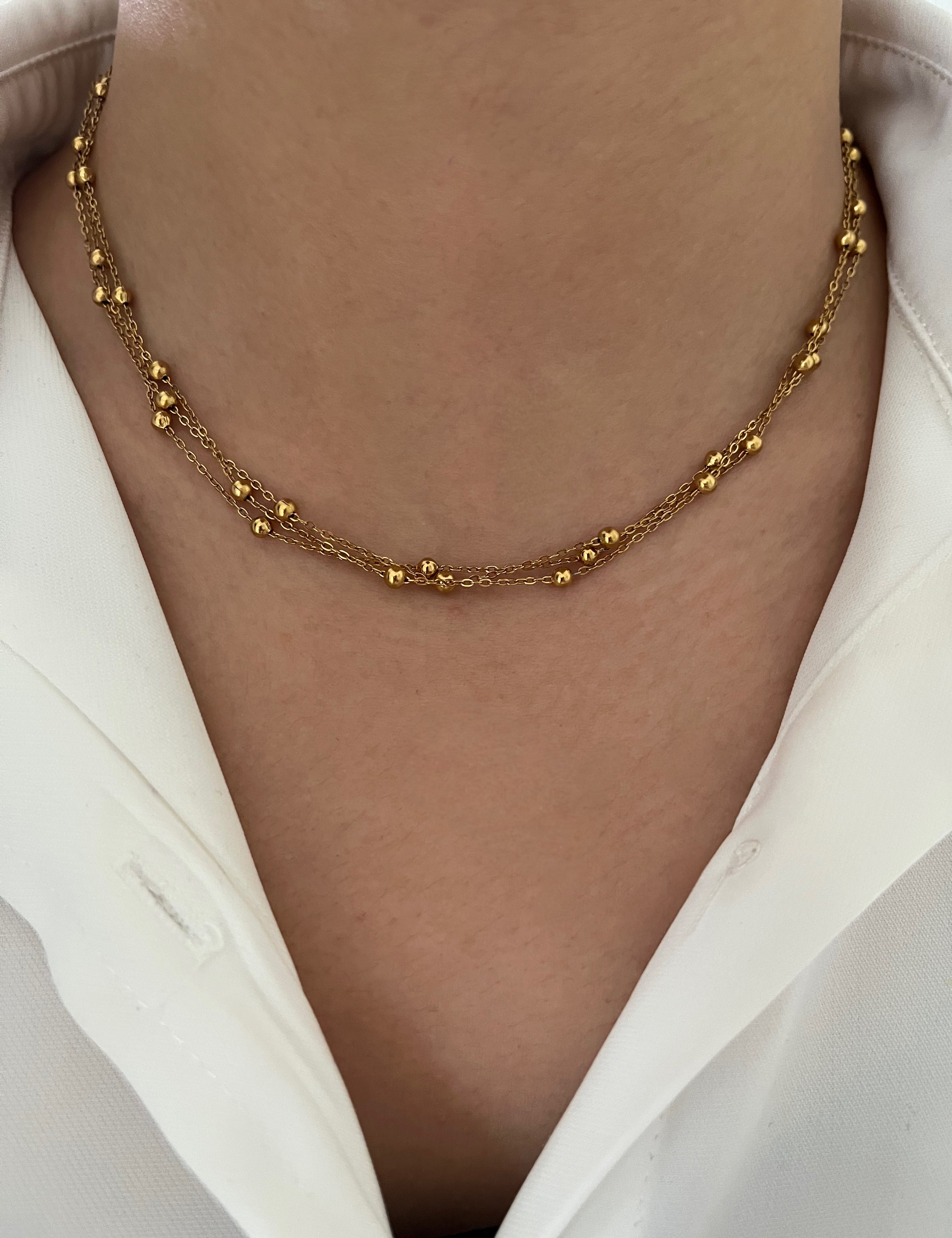 Collier Calyndra doré en acier inoxydable 316L Ordiajade, résistant à l’eau et hypoallergénique