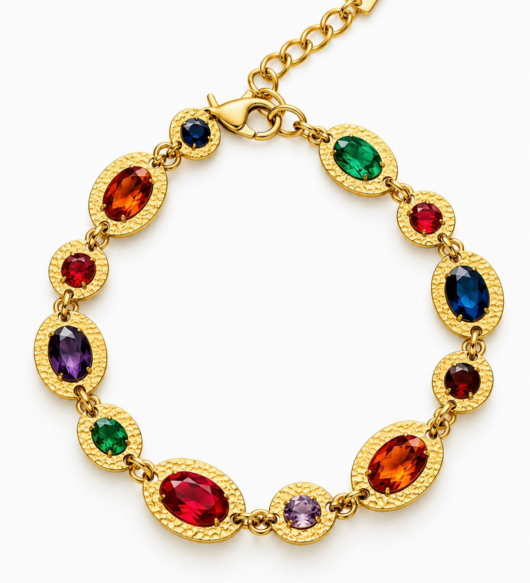Bracelet Marais doré à pierres multicolores facettées en acier inoxydable - Ordiajade