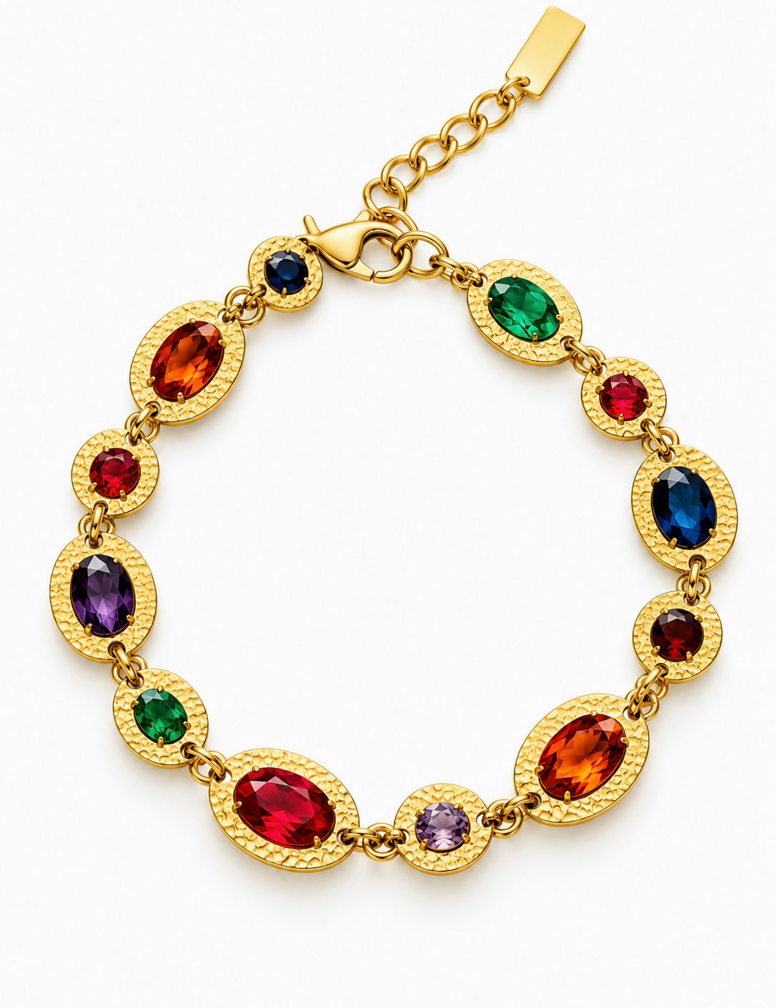 Bracelet Marais doré à pierres multicolores facettées en acier inoxydable - Ordiajade