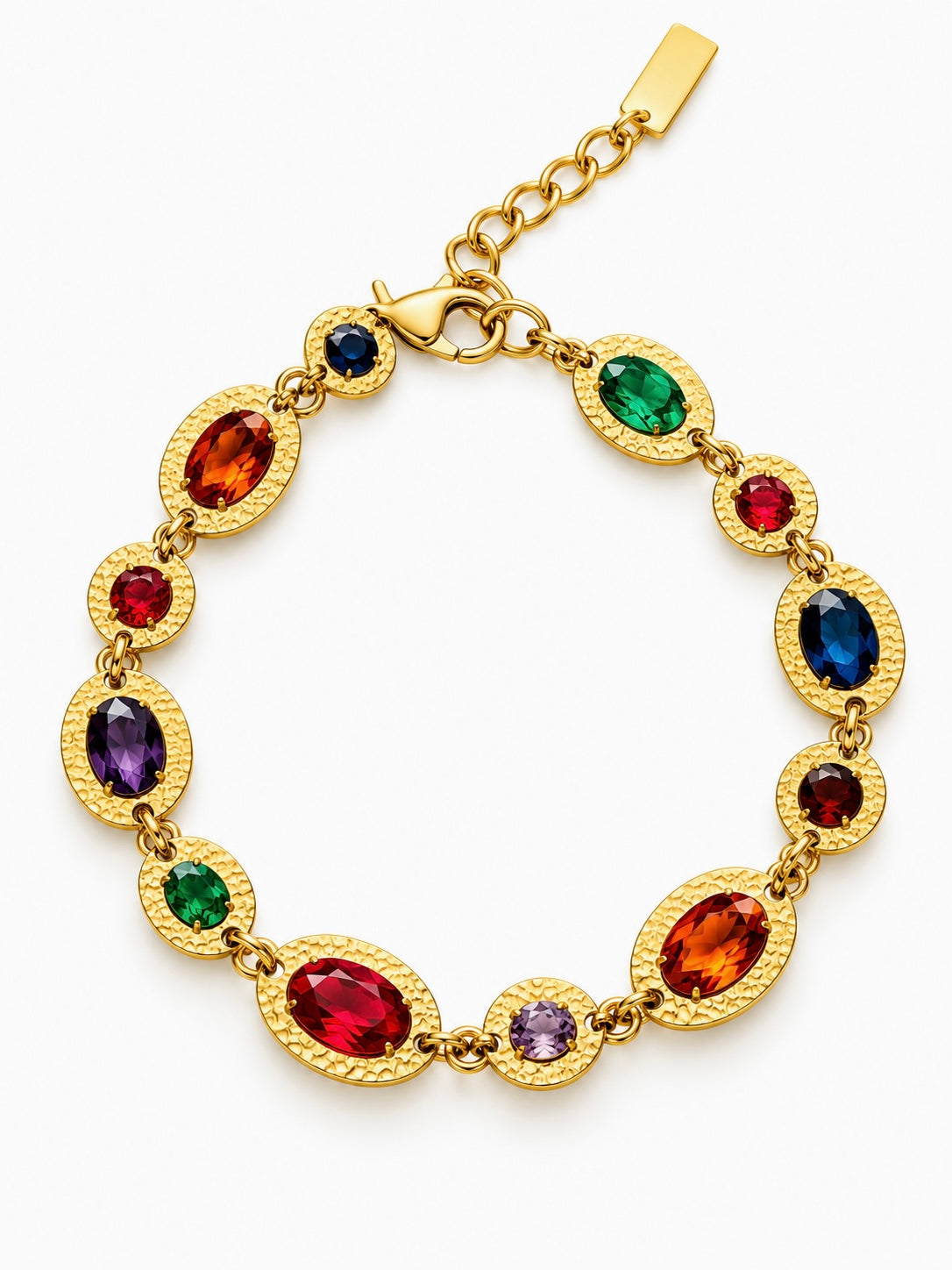 Bracelet Marais doré à pierres multicolores facettées en acier inoxydable - Ordiajade