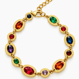 Bracelet Marais doré à pierres multicolores facettées en acier inoxydable - Ordiajade
