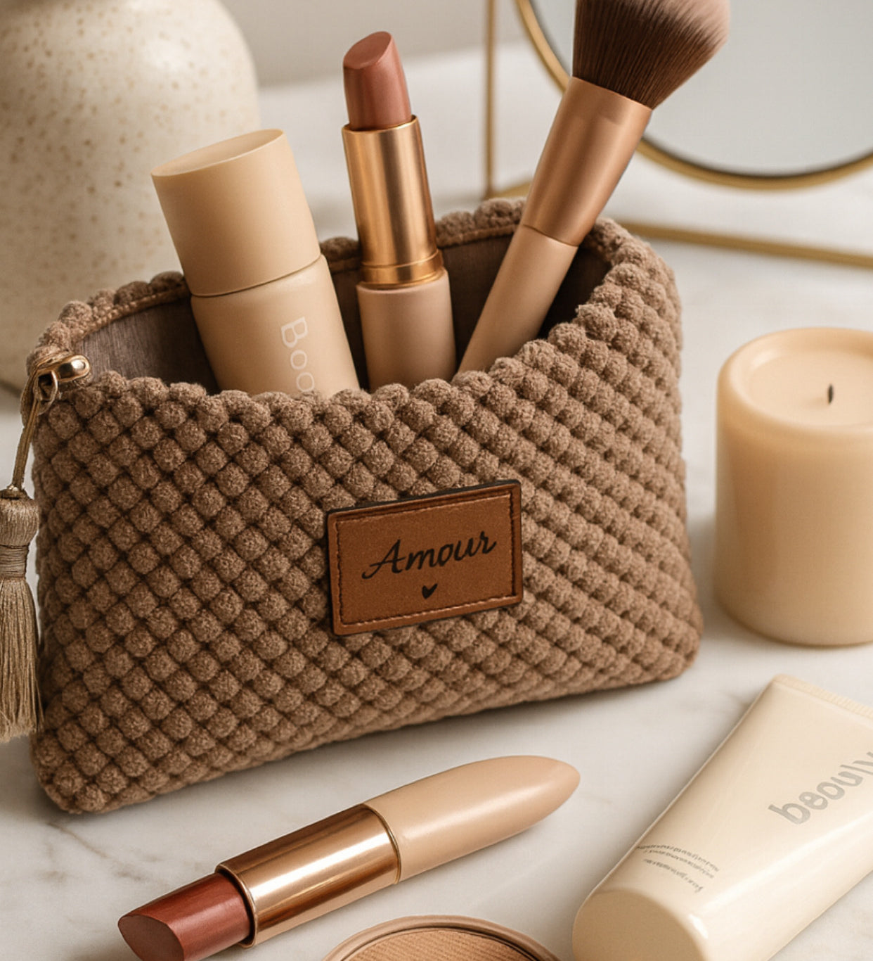 Pochette coconing   taupe 