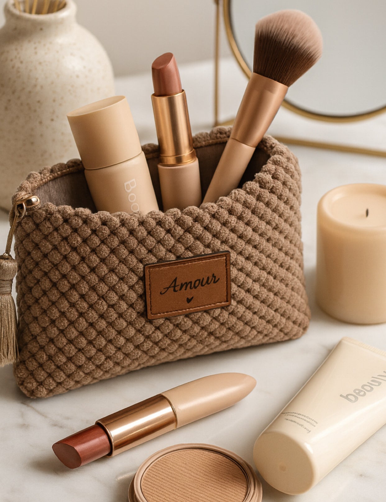 Pochette coconing   taupe 
