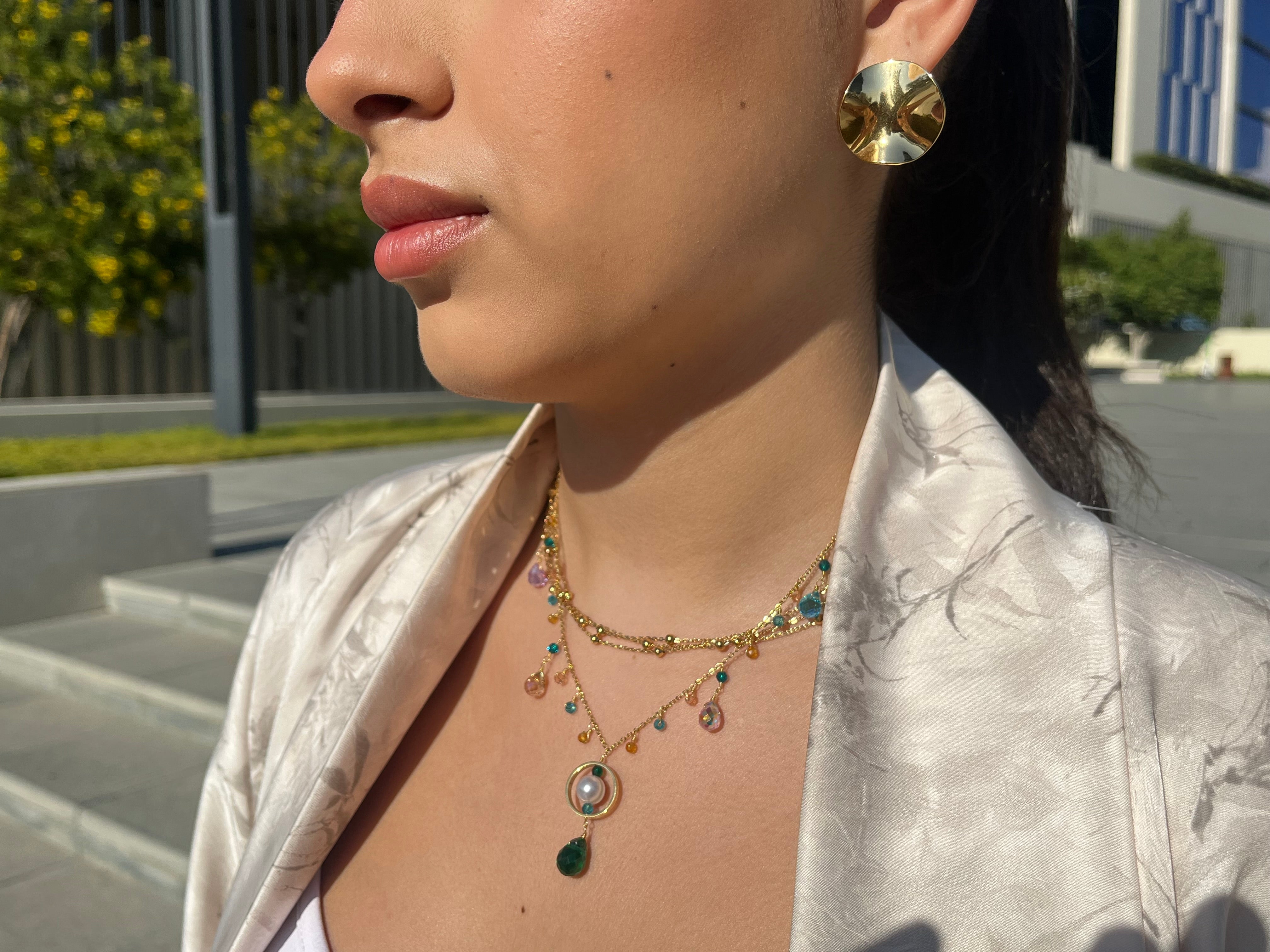 Boucle d’oreille Vortex doré en acier inoxydable 316L Ordiajade, résistant à l’eau et hypoallergénique