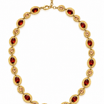 Collier Tuileries à pierres marron et médaillons dorés texturés en acier inoxydable - Ordiajade
