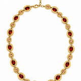 Collier Tuileries à pierres marron et médaillons dorés texturés en acier inoxydable - Ordiajade