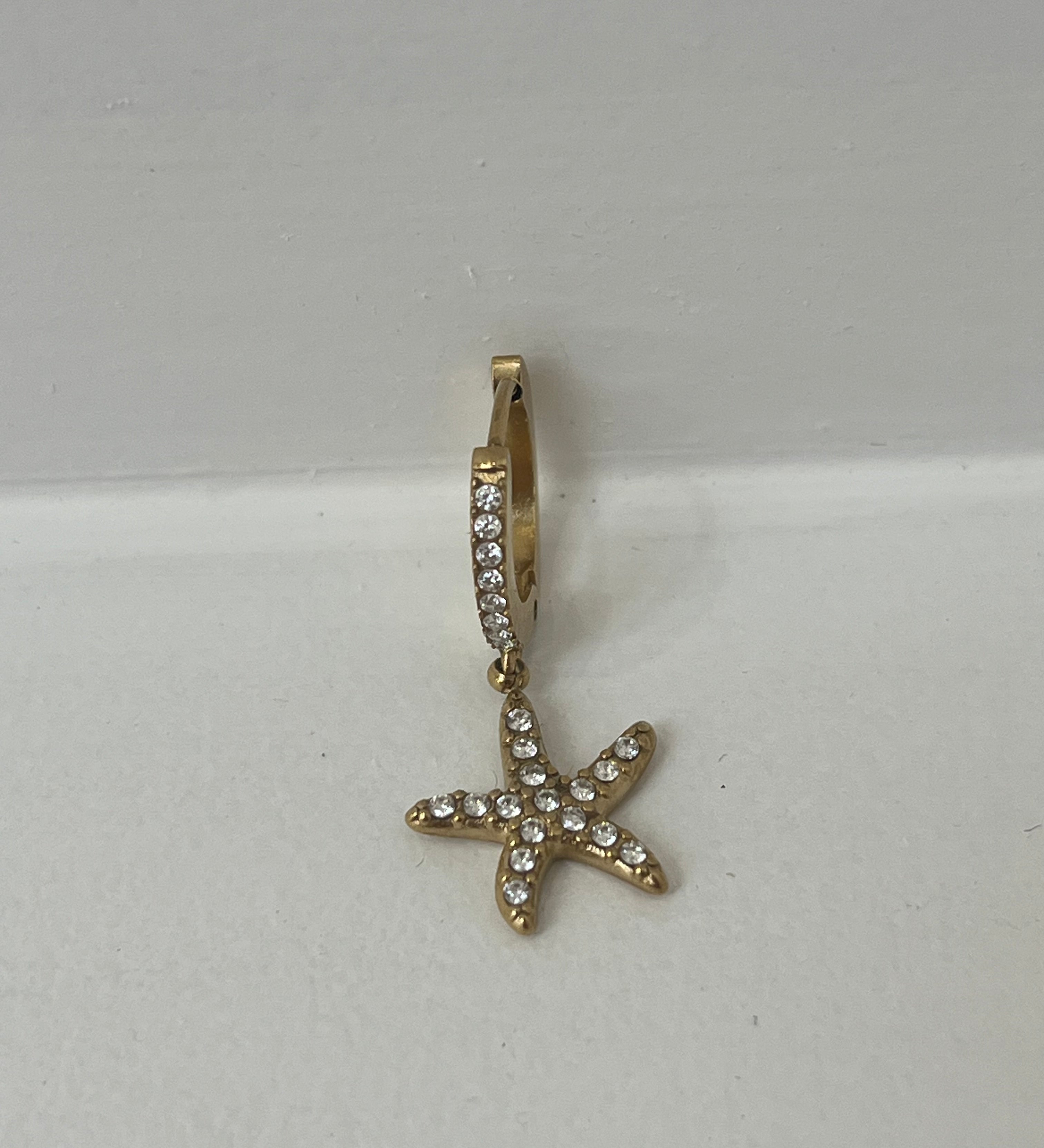Mono boucle Starfish doré en acier inoxydable 316L Ordiajade, résistant à l’eau et hypoallergénique