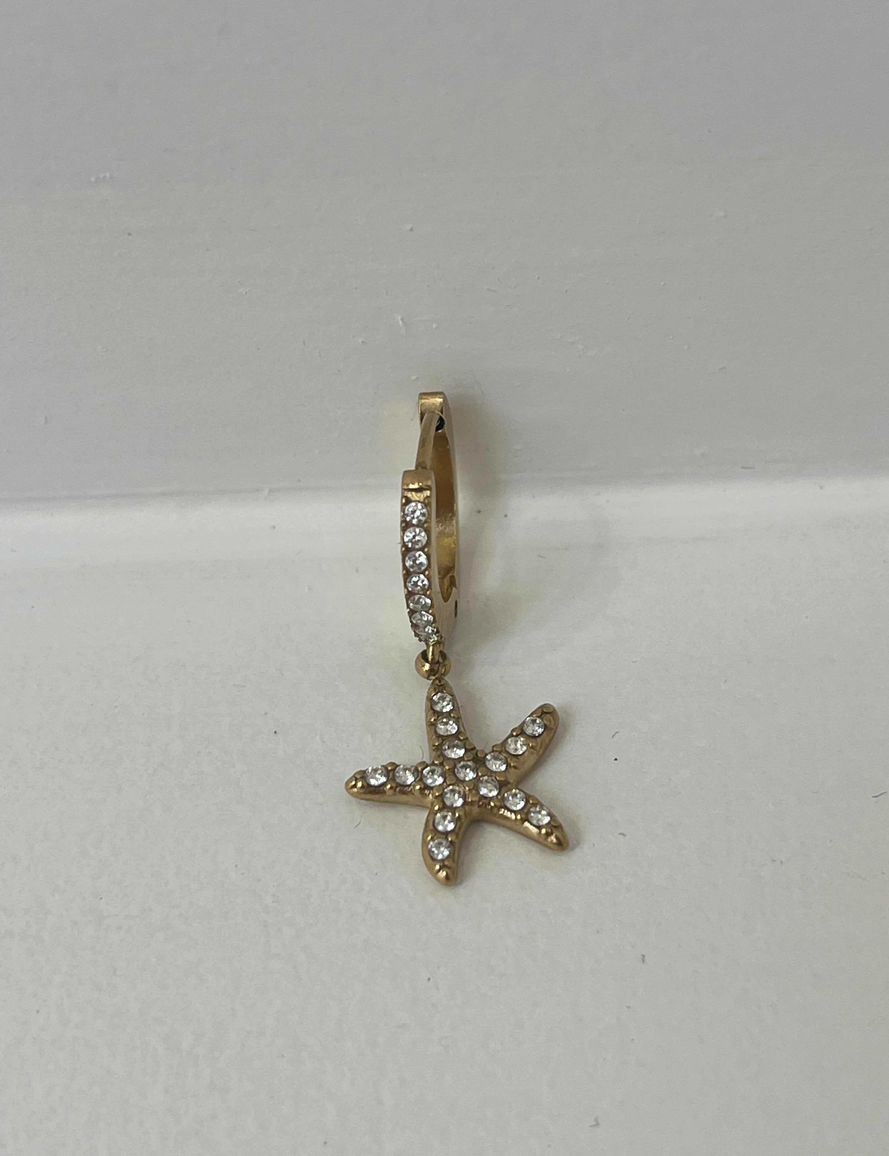 Mono boucle Starfish doré en acier inoxydable 316L Ordiajade, résistant à l’eau et hypoallergénique
