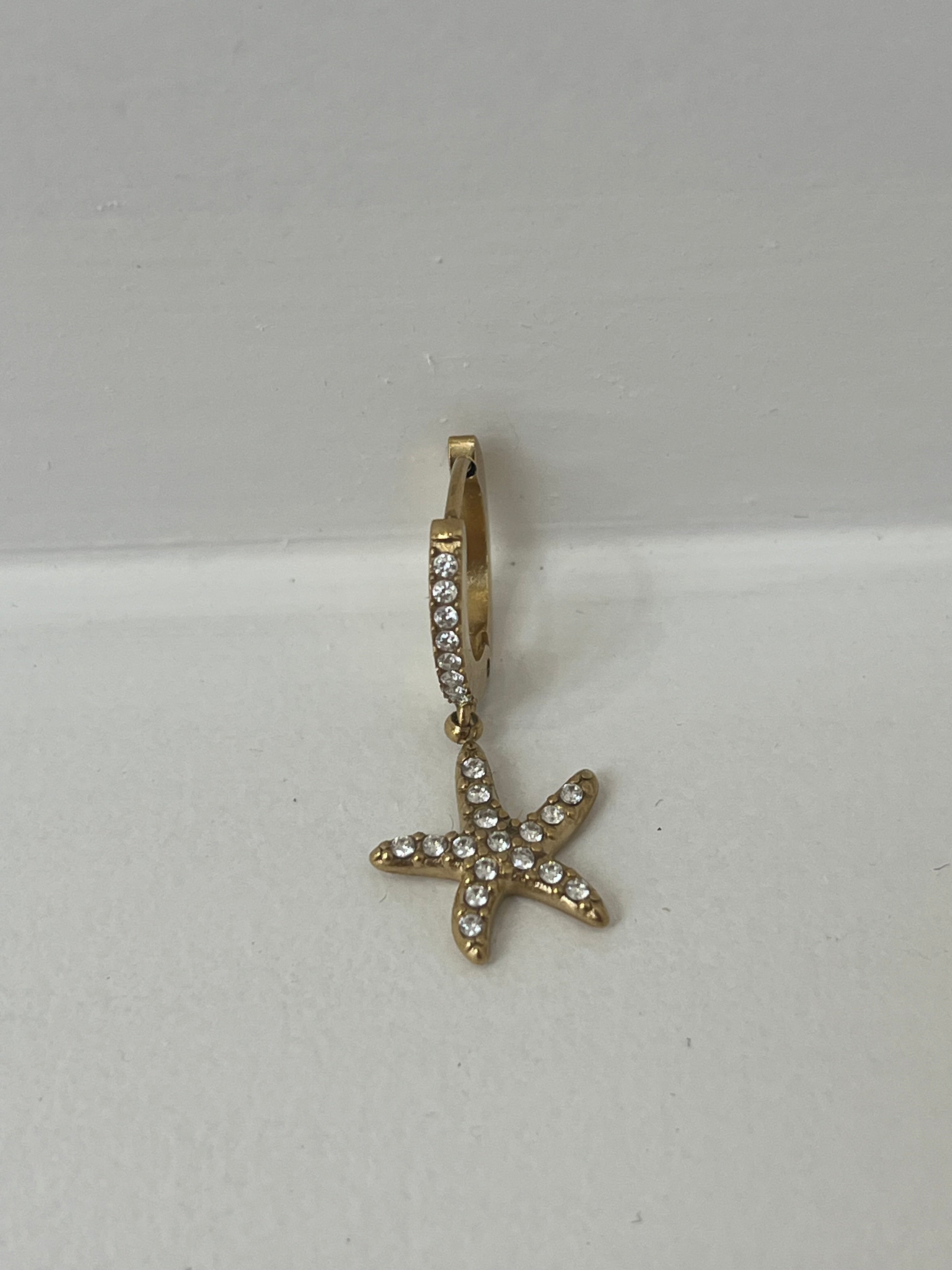 Mono boucle Starfish doré en acier inoxydable 316L Ordiajade, résistant à l’eau et hypoallergénique