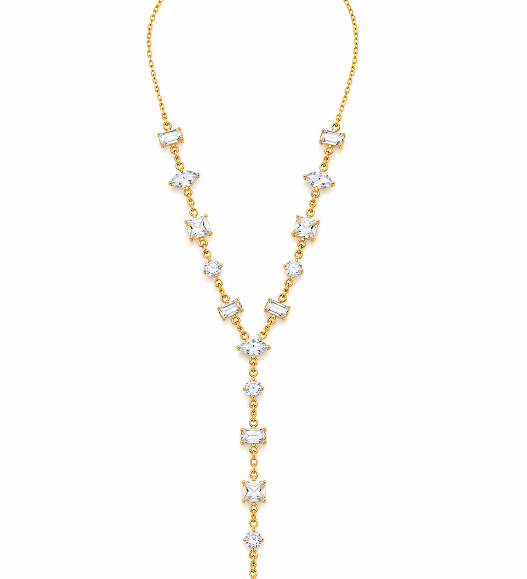 Collier Montaigne doré à pierres scintillantes et pendentif goutte en acier inoxydable - Ordiajade