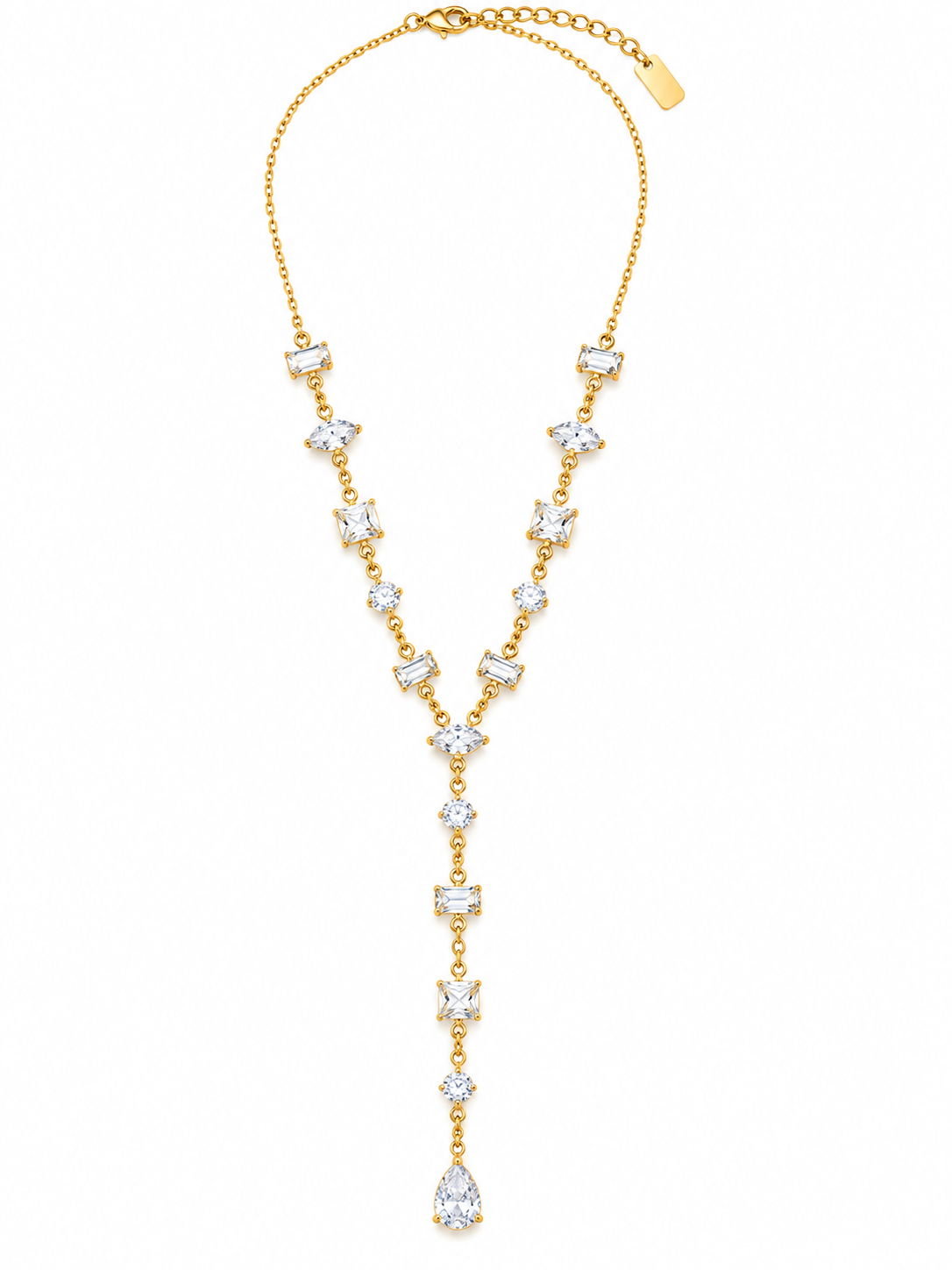Collier Montaigne doré à pierres scintillantes et pendentif goutte en acier inoxydable - Ordiajade