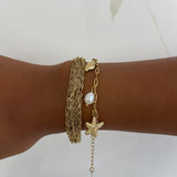 Bracelet Swinie doré en acier inoxydable 316L Ordiajade, résistant à l’eau et hypoallergénique