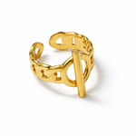 Bague Leween dorée femme acier inoxydable ajustable