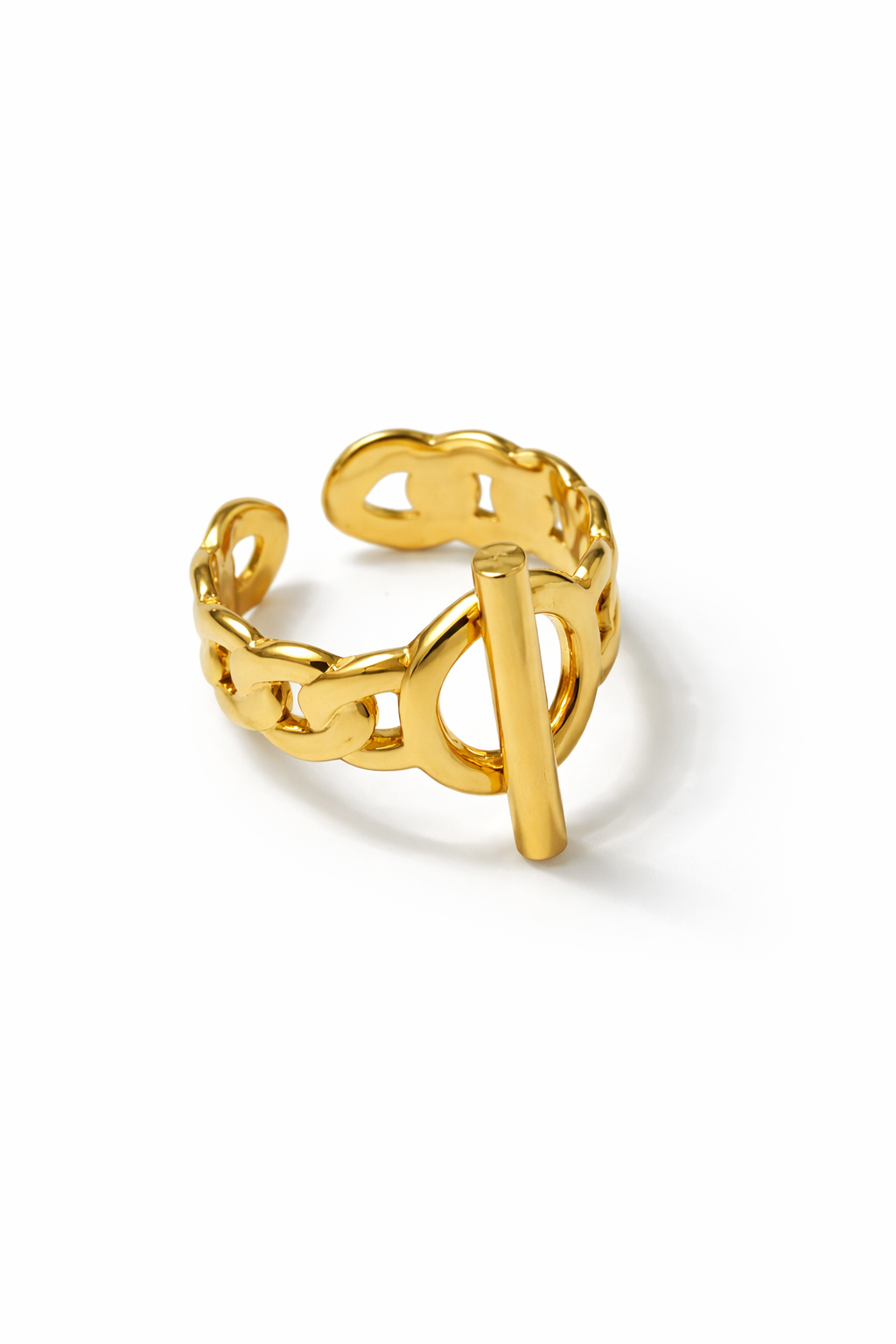 Bague Leween dorée femme acier inoxydable ajustable