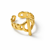 Bague Leween dorée femme acier inoxydable ajustable