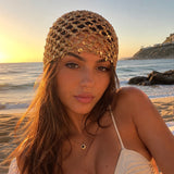 Crochet Skull cap Gold